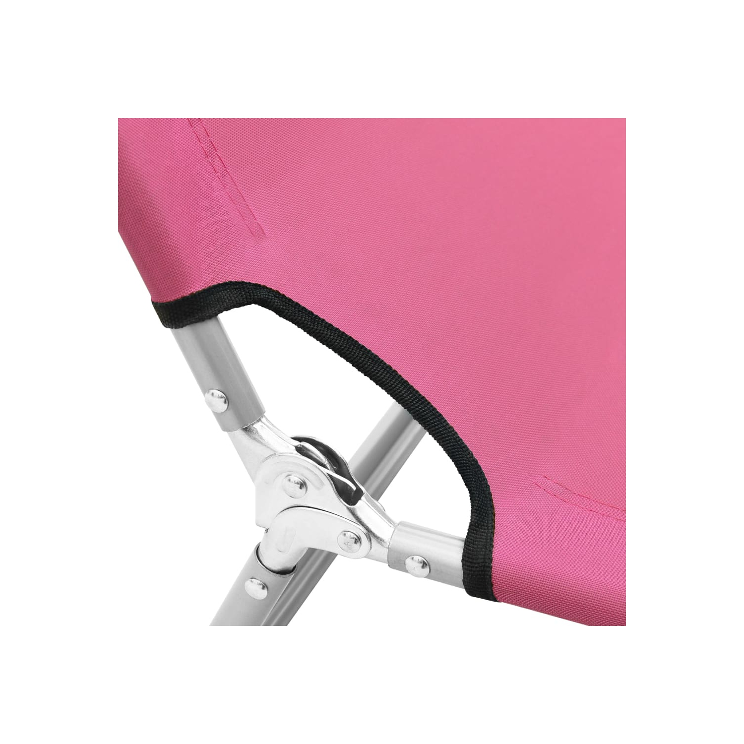 vidaXL Folding Sun Lounger Steel and Fabric Pink