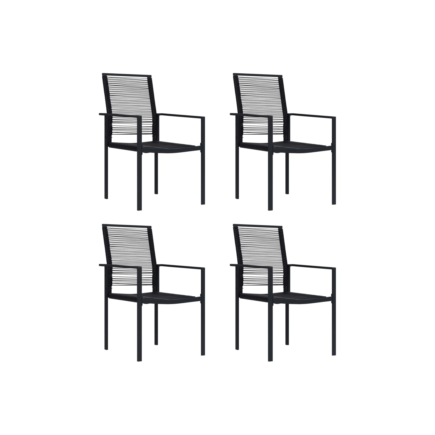 vidaXL Garden Chairs 4 pcs PVC Rattan Black