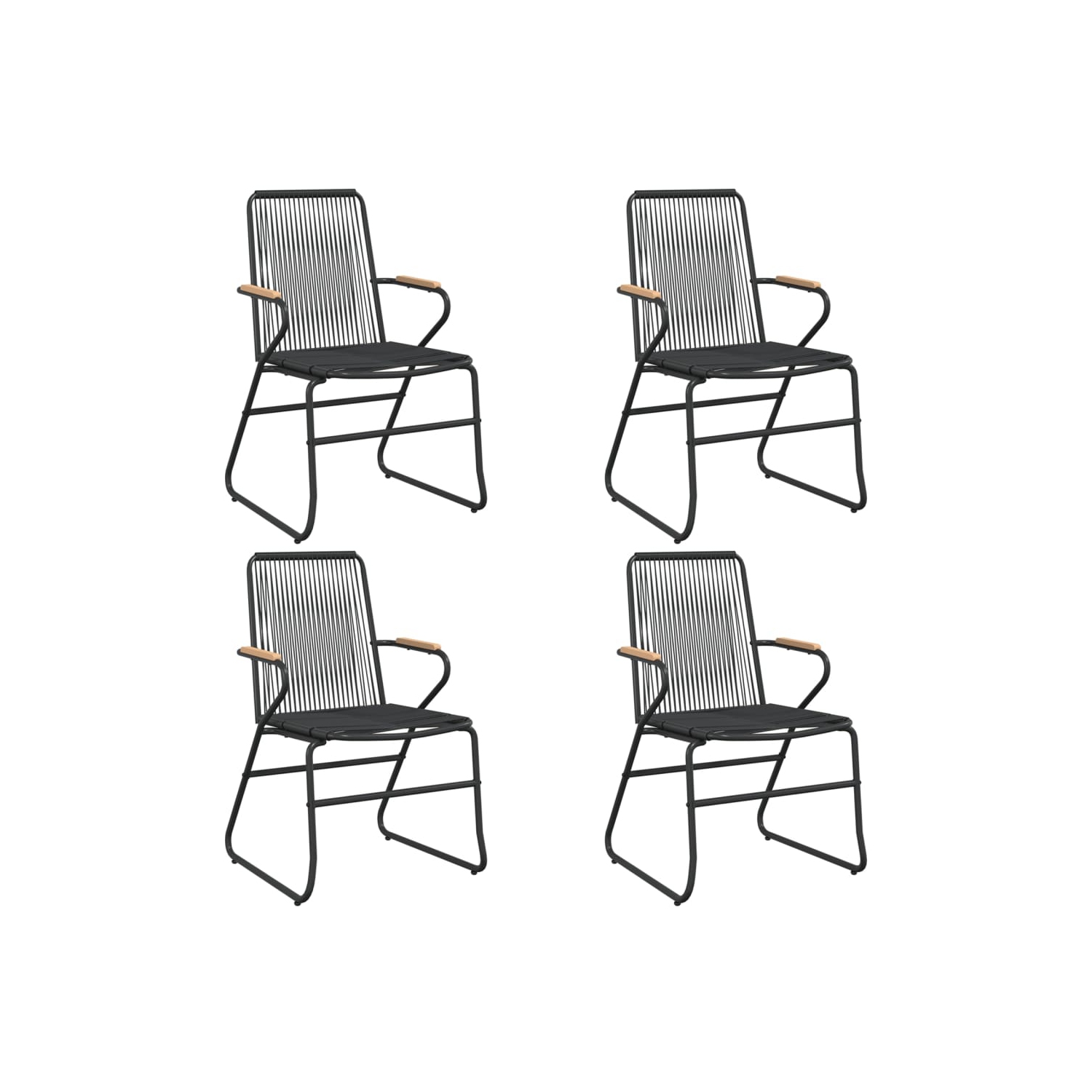 Chaises de jardin 4 pièces en rotin de PVC noir 58 x 59 x 85,5&nbsp;cm