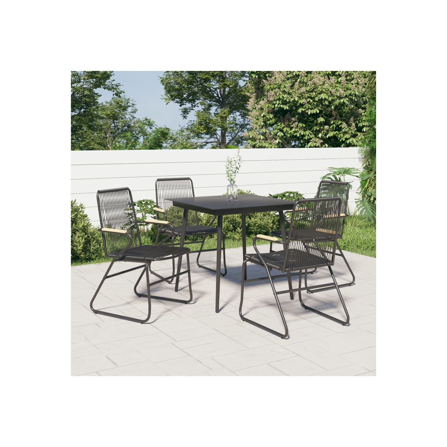 Chaises de jardin 4 pièces en rotin de PVC noir 58 x 59 x 85,5&nbsp;cm