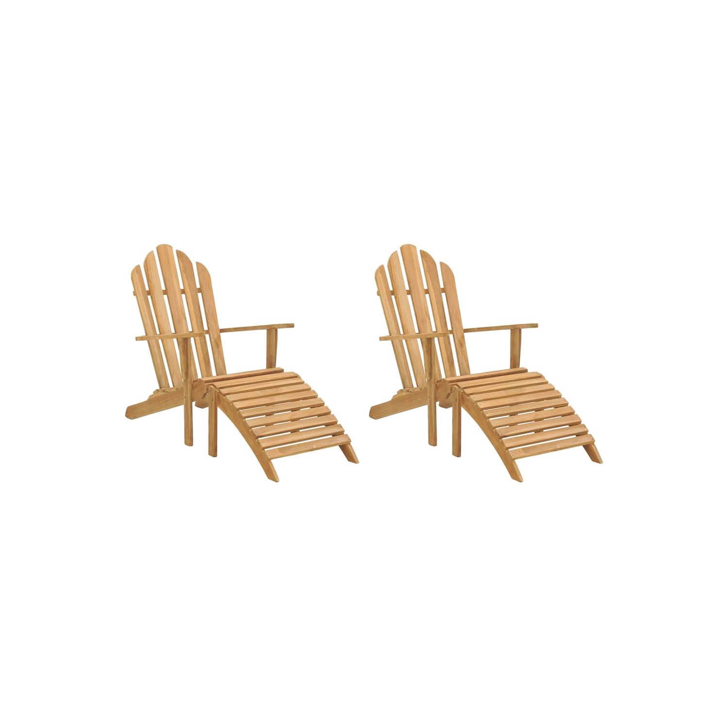 vidaXL Adirondack Chairs with Footrests 2 pcs Solid Wood Teak