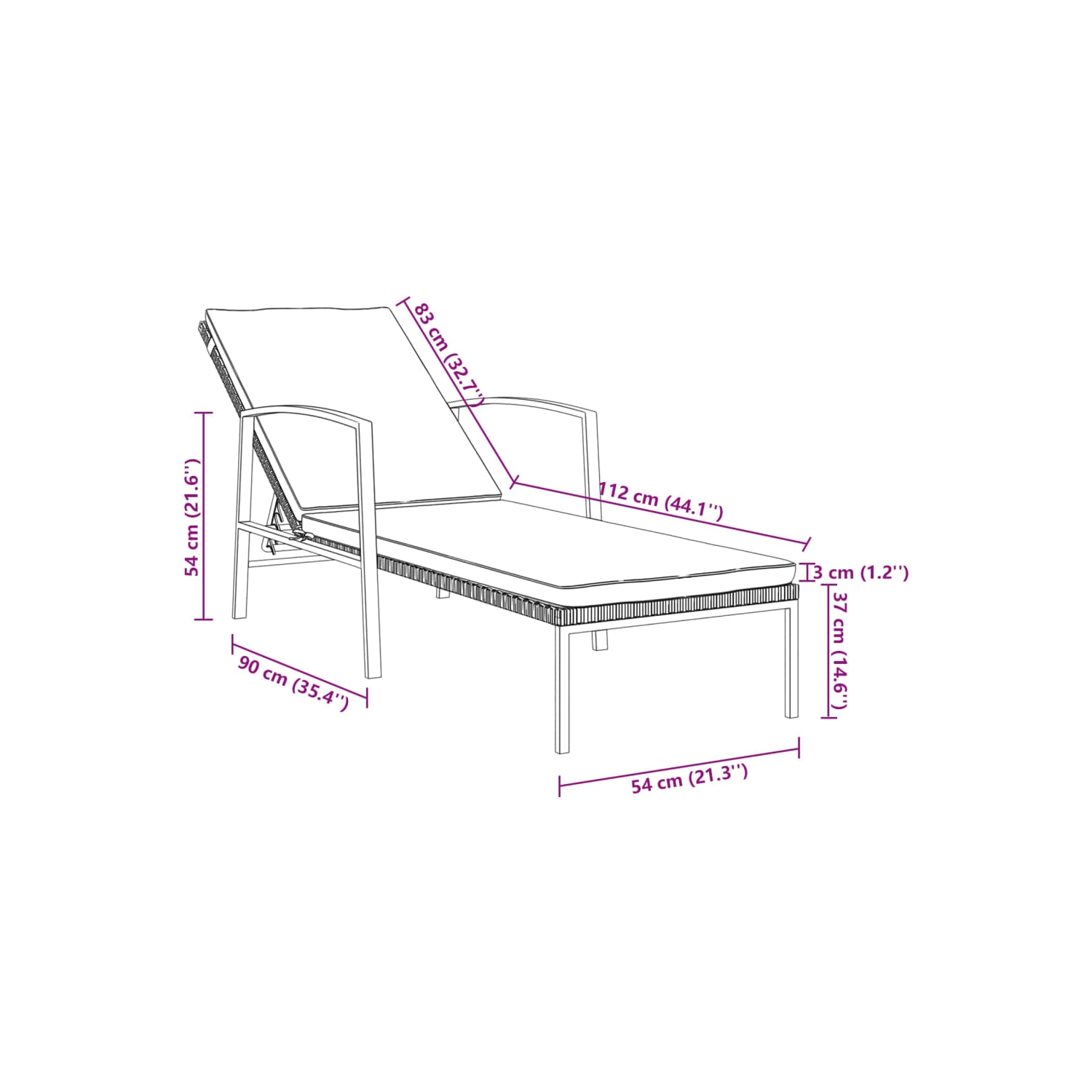 vidaXL Sun Loungers 2 pcs with Table Poly Rattan Black