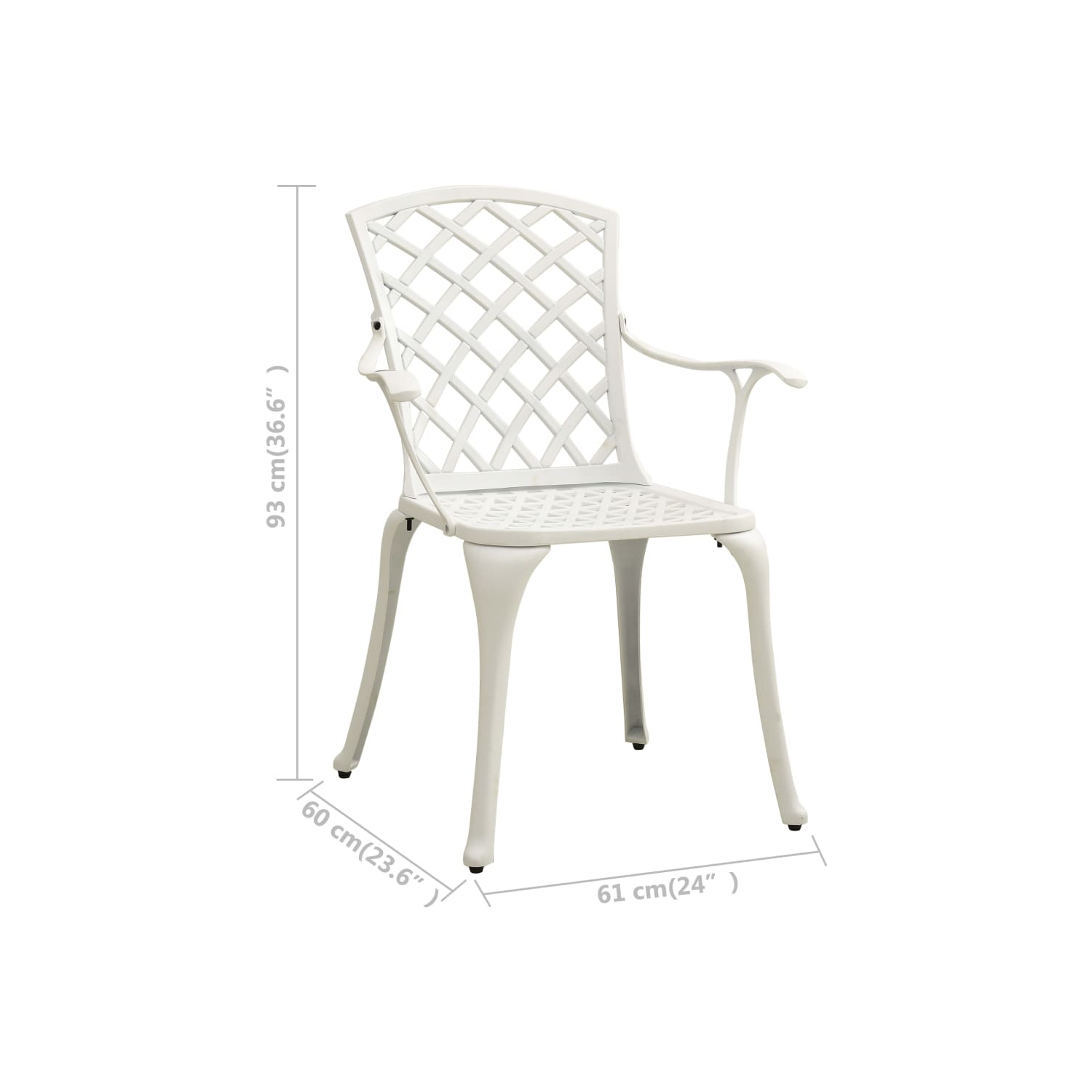 vidaXL Garden Chairs 2 pcs Cast Aluminium White