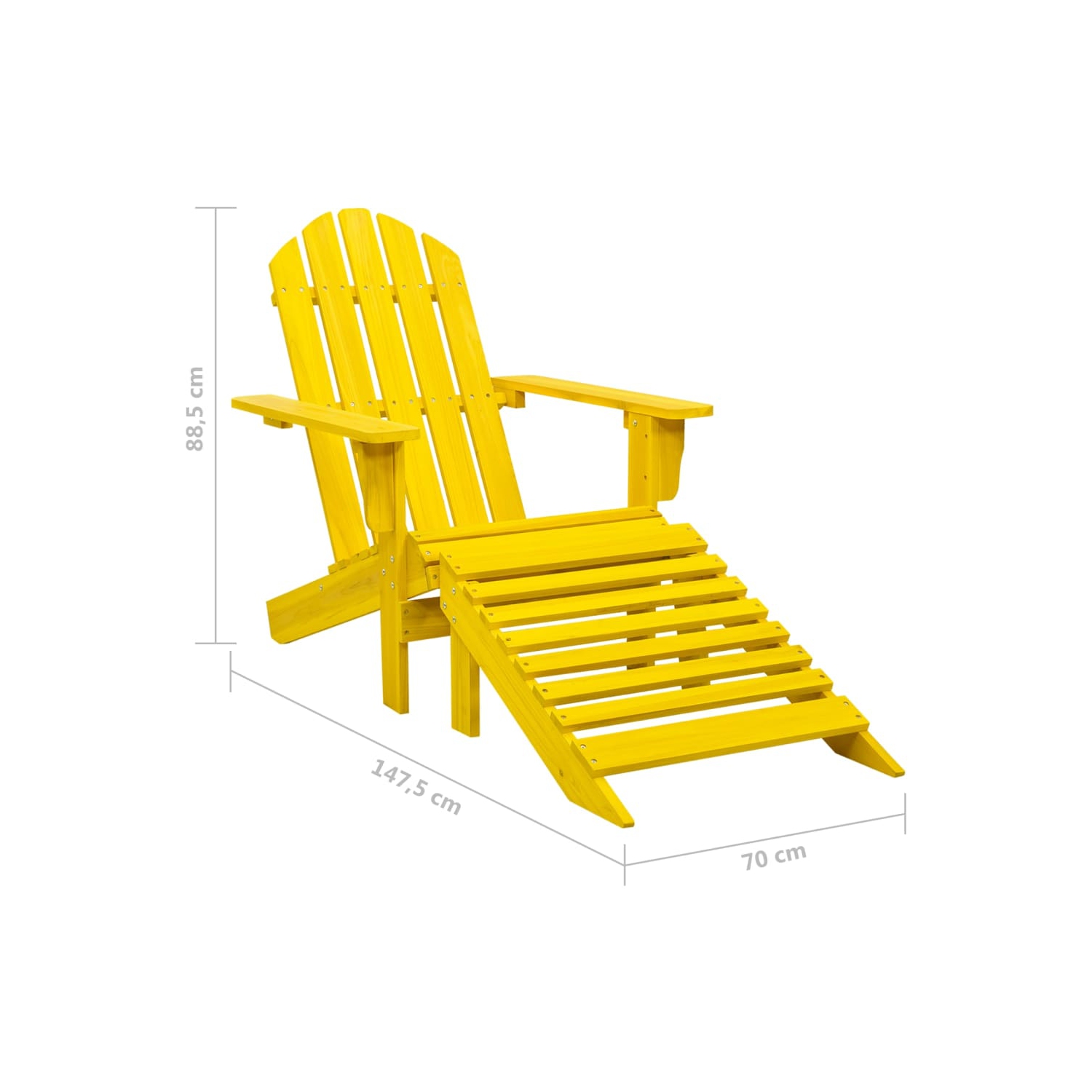 Fauteuil Adirondack Garden avec pouf en bois massif jaune de vidaXL