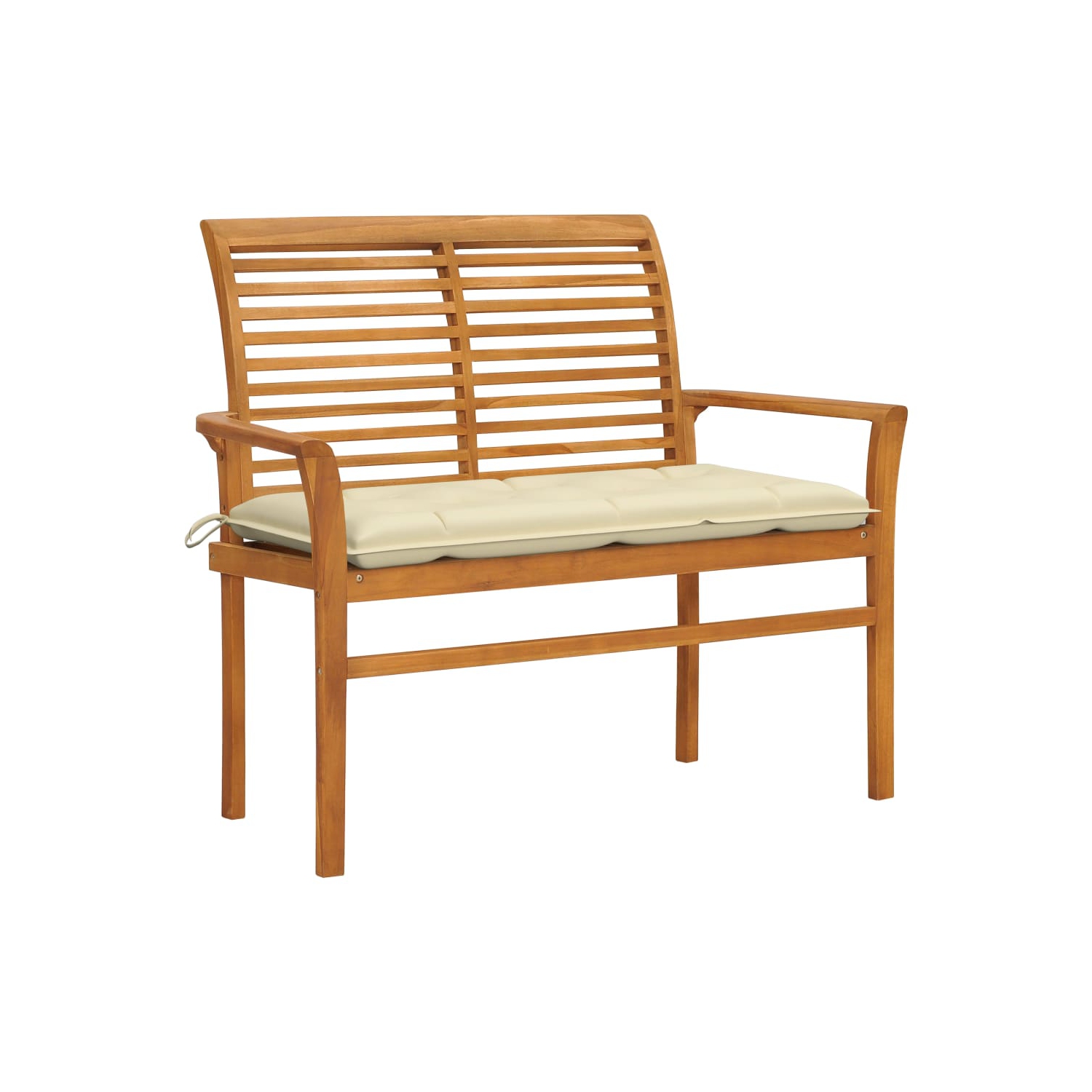 vidaXL Garden Bench with Cream White Cushion 112 cm Solid Teak Wood