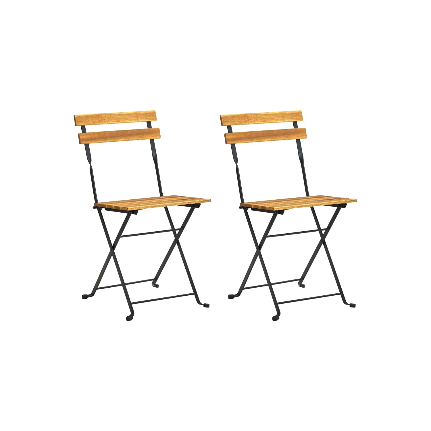vidaXL Folding Garden Chairs 2 pcs Steel and Solid Acacia Wood