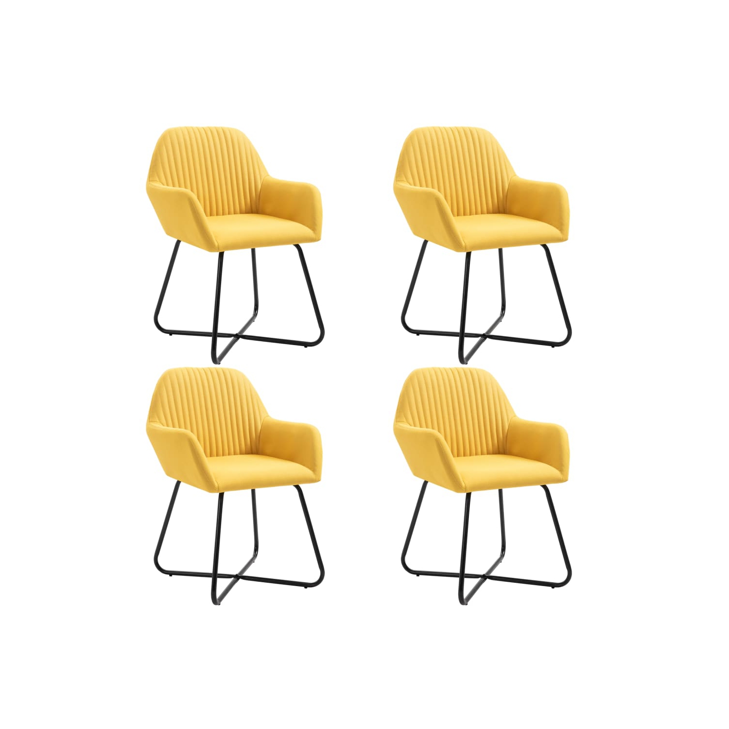 vidaXL Dining Chairs 4 pcs Yellow Fabric