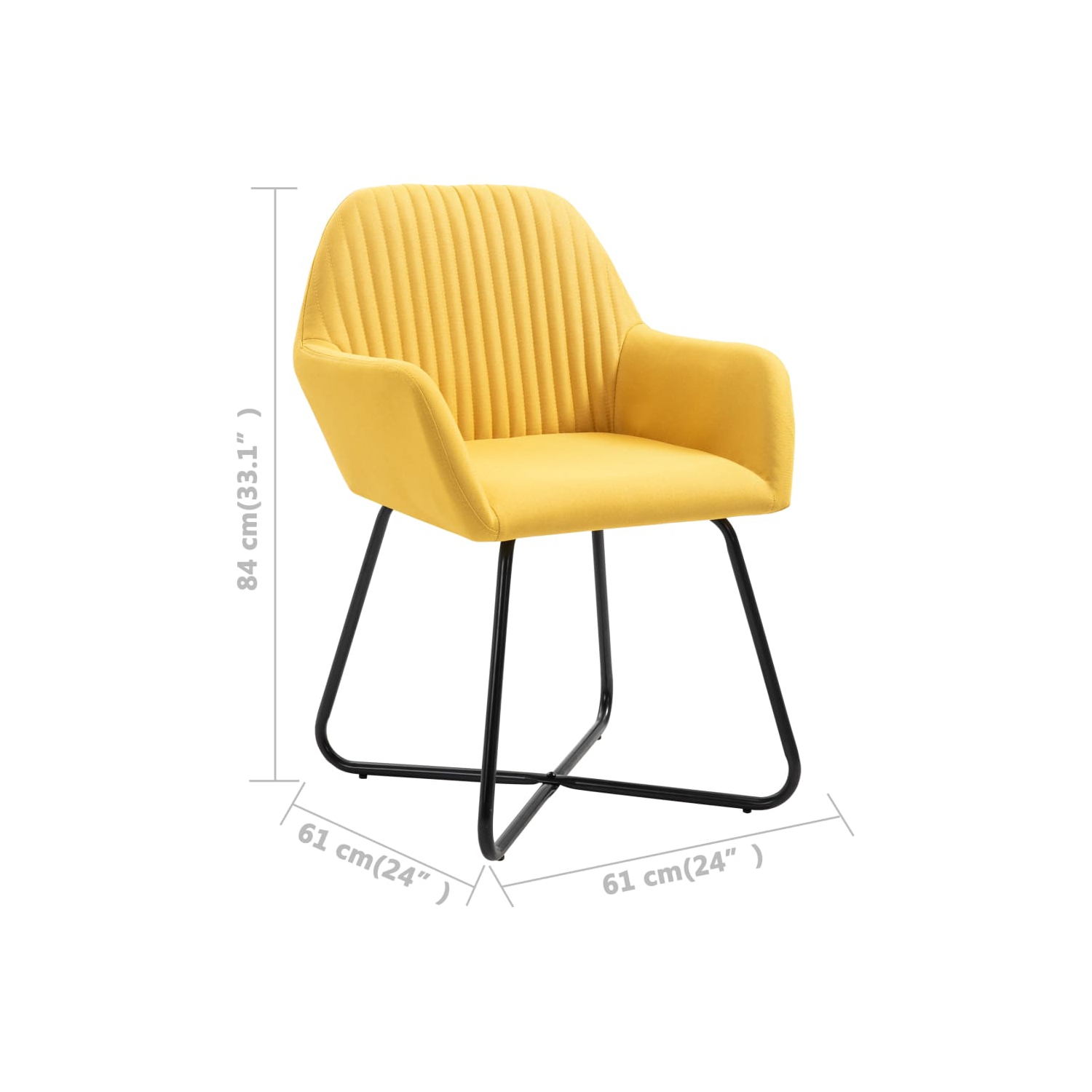 vidaXL Dining Chairs 4 pcs Yellow Fabric