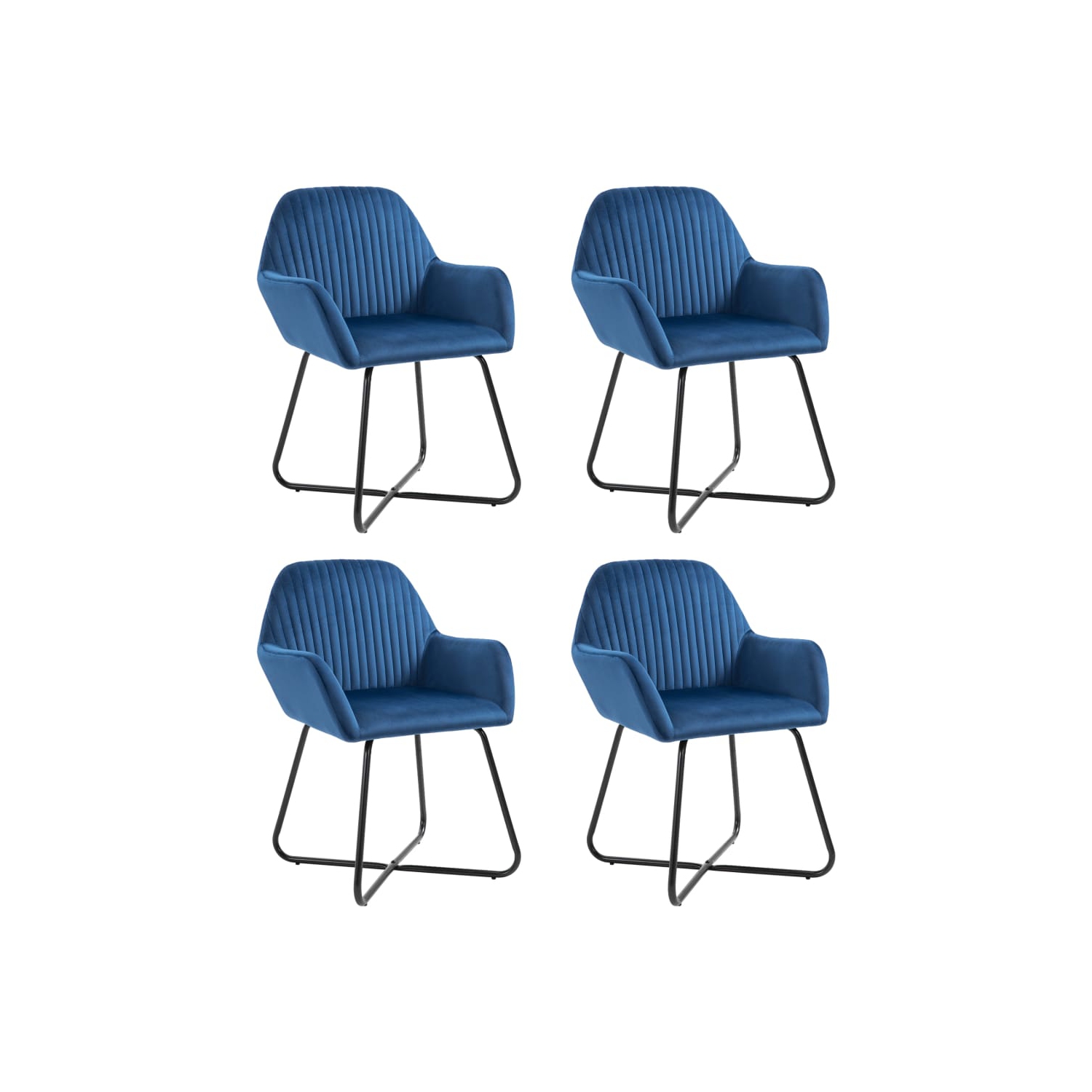 vidaXL Dining Chairs 4 pcs Blue Velvet