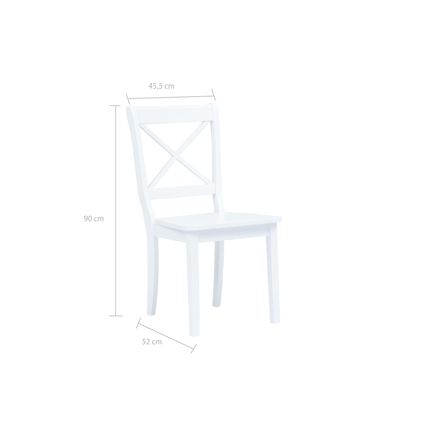vidaXL Dining Chairs 2 pcs White Solid Rubber Wood