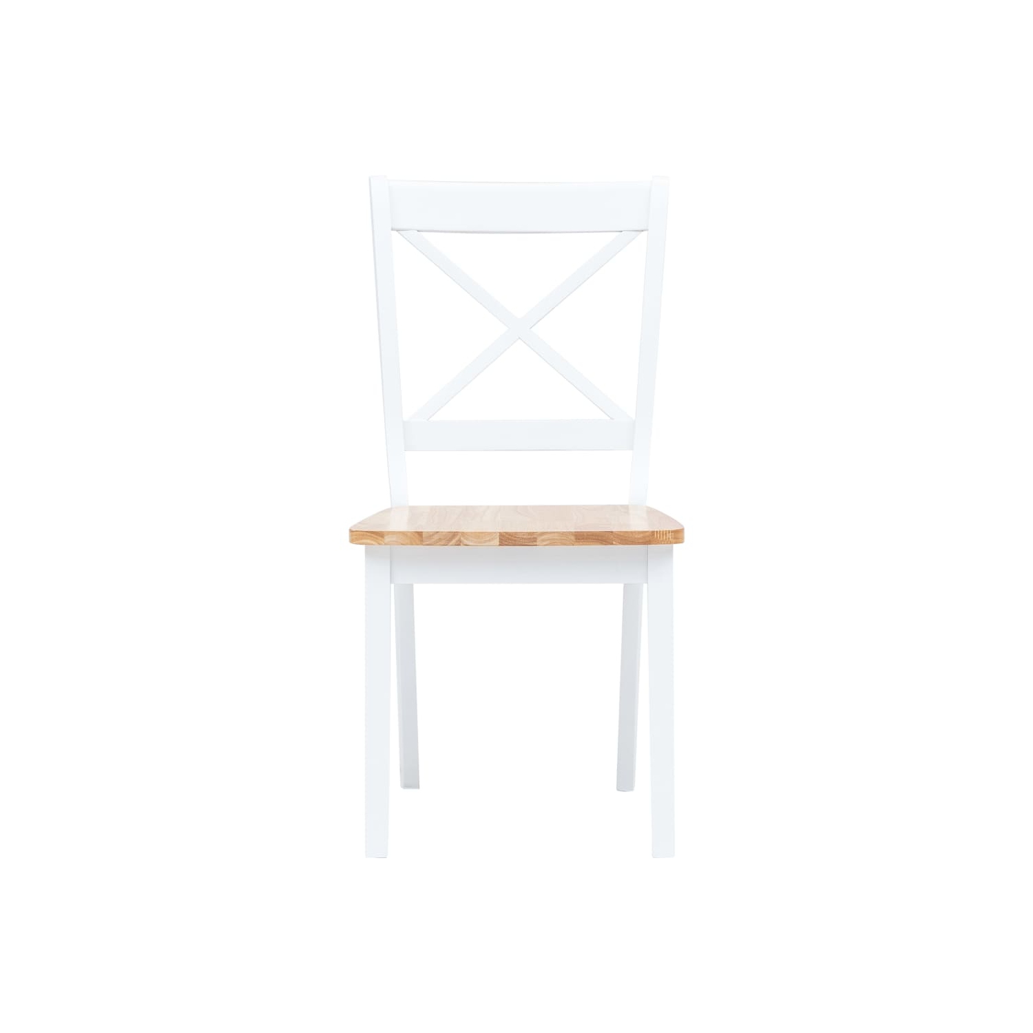 vidaXL Dining Chairs 2 pcs White and Light Wood Solid Rubber Wood