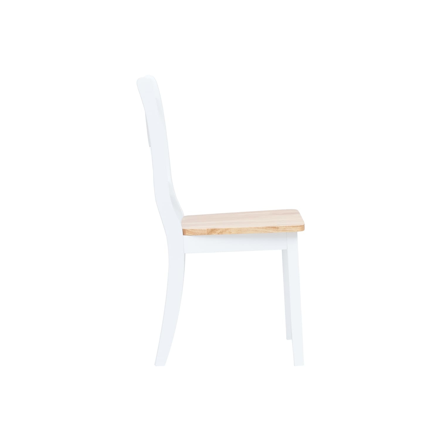 vidaXL Dining Chairs 2 pcs White and Light Wood Solid Rubber Wood
