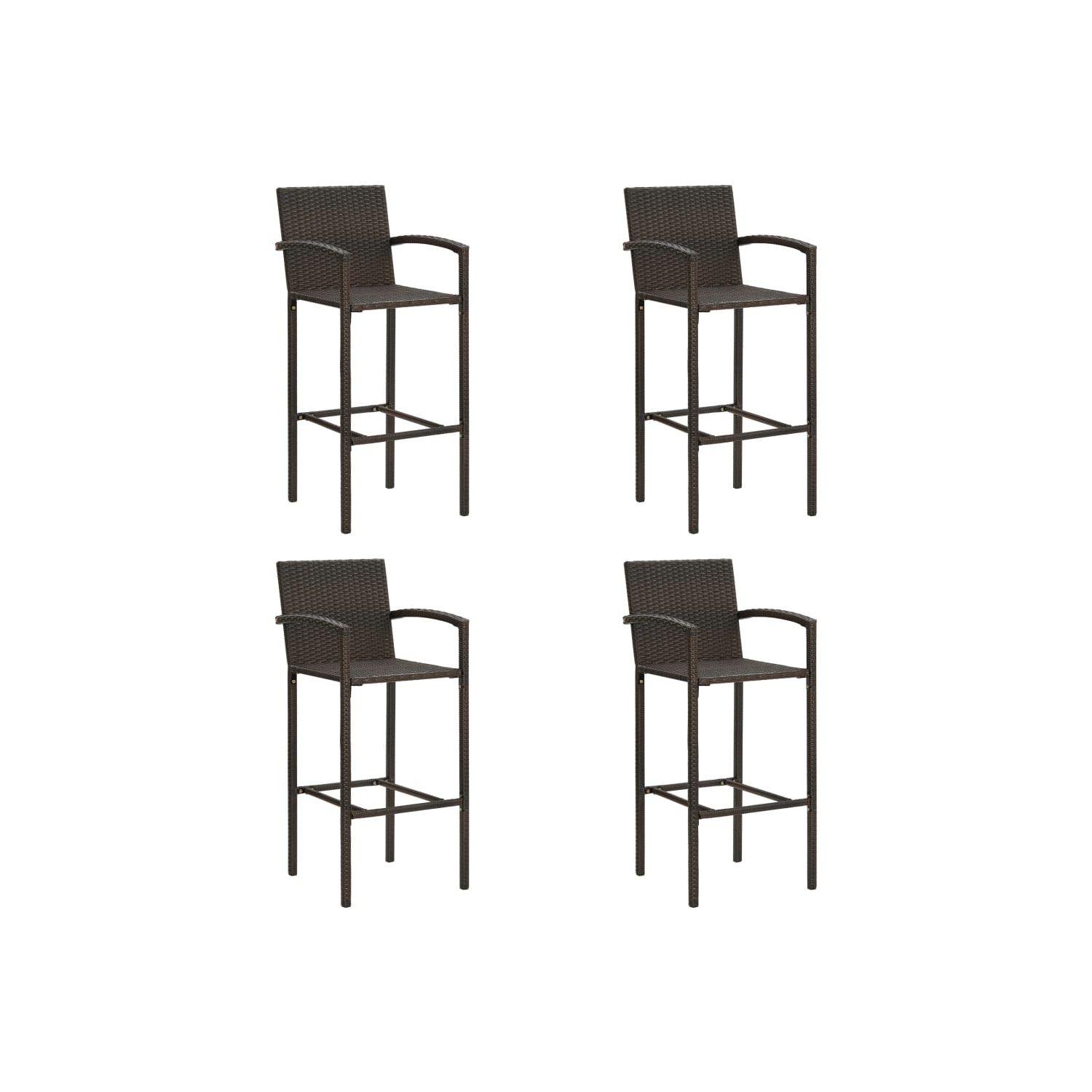 vidaXL Bar Stools 4 pcs Brown Poly Rattan
