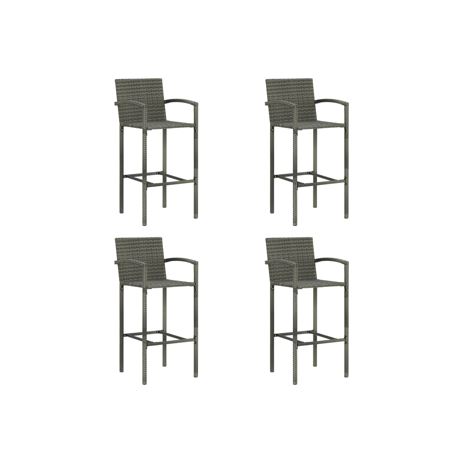 vidaXL Bar Stools 4 pcs Grey Poly Rattan