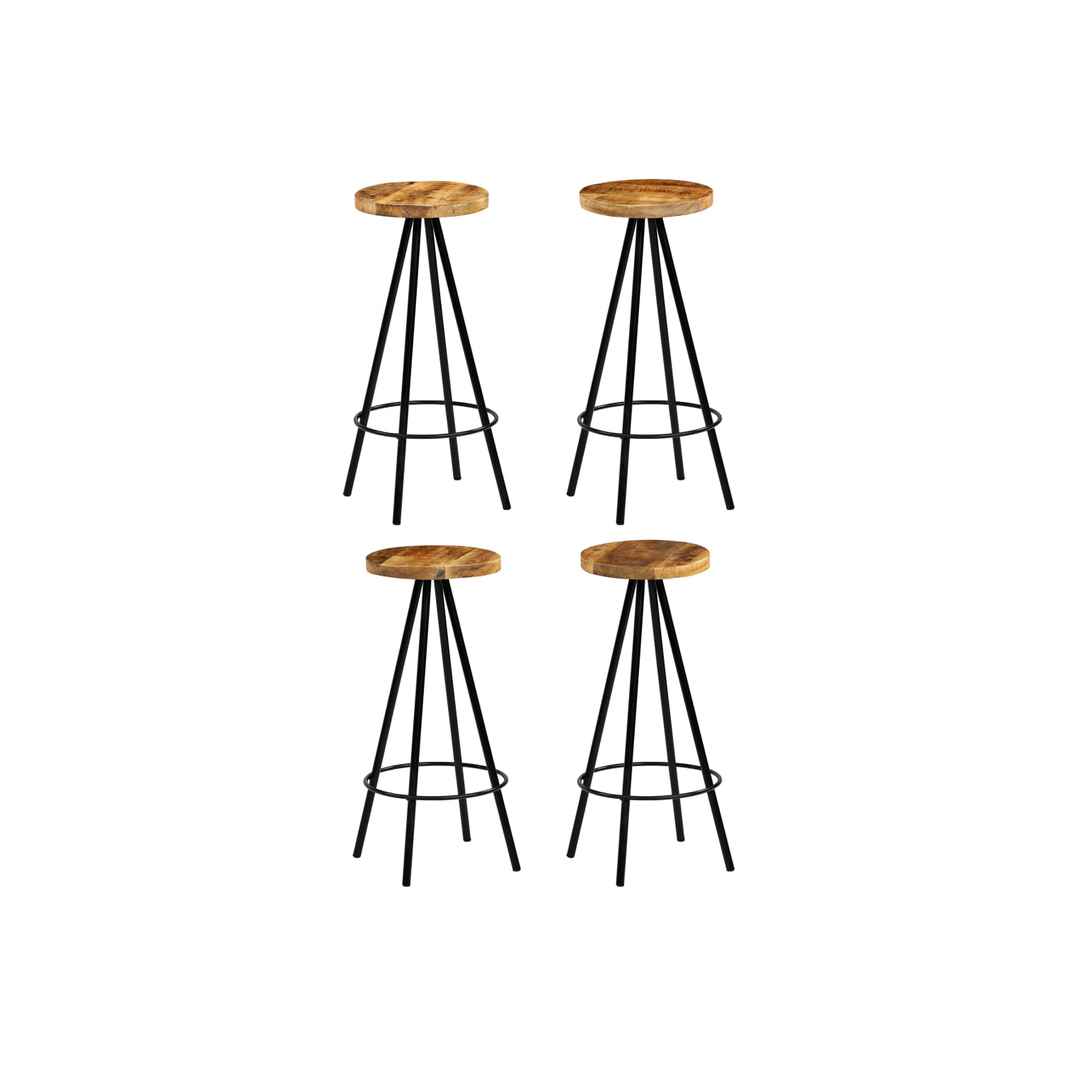 vidaXL Bar Stools 4 pcs Solid Mango Wood