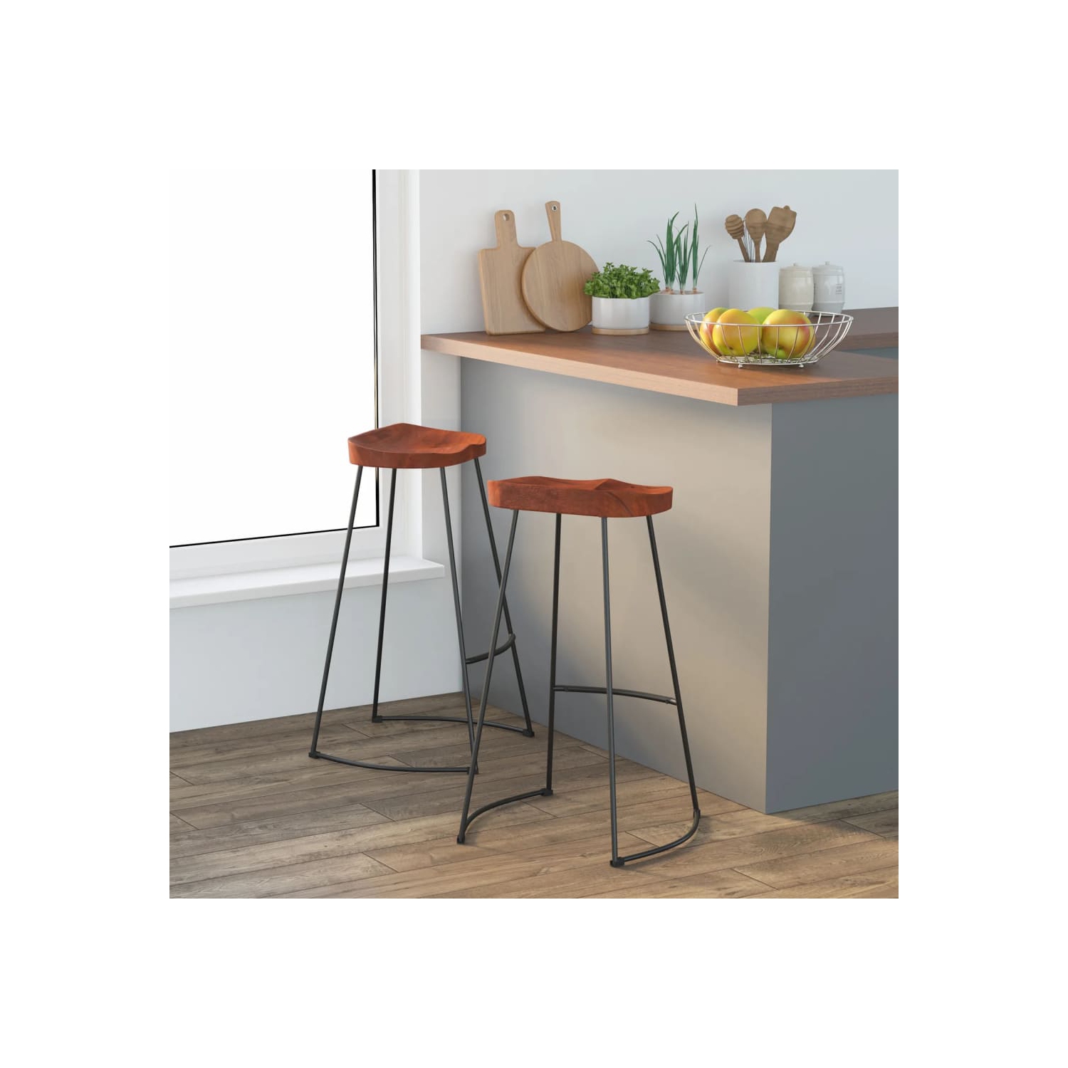 vidaXL Gavin Bar Stools 2 pcs 50x40x78 cm Solid Wood Mango