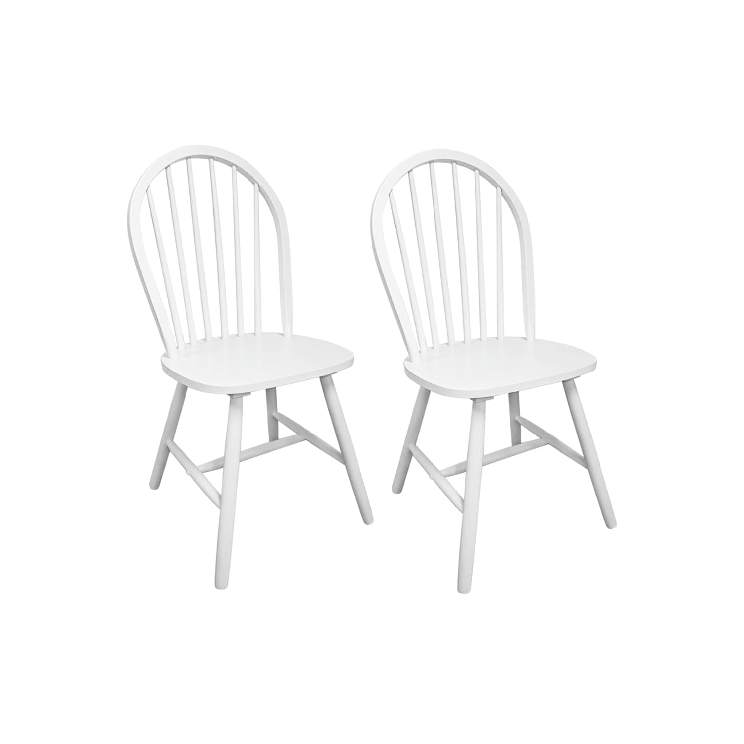 Chaises de salle à manger 2 pièces en caoutchouc blanc massif