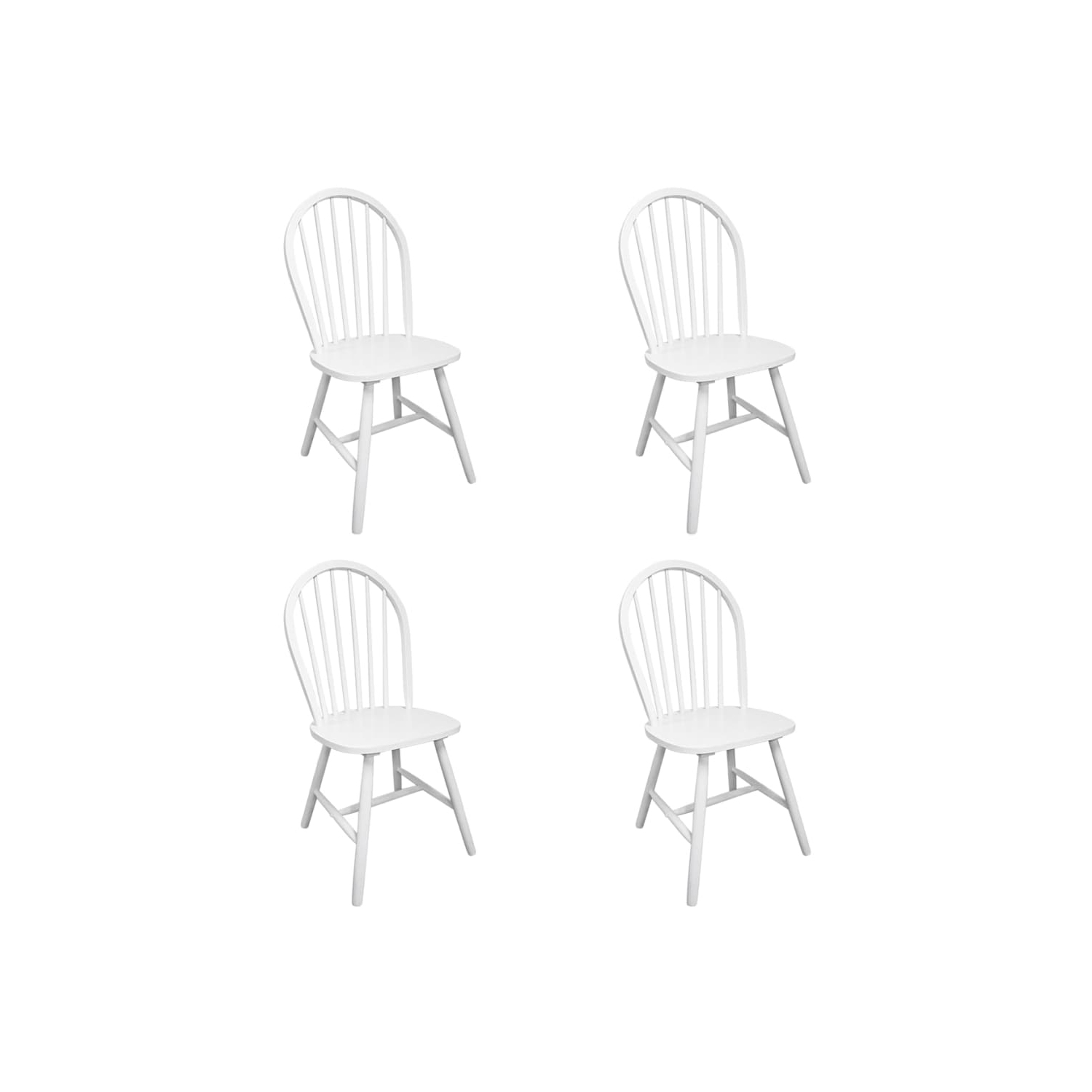 vidaXL Dining Chairs 4 pcs White Solid Rubber Wood