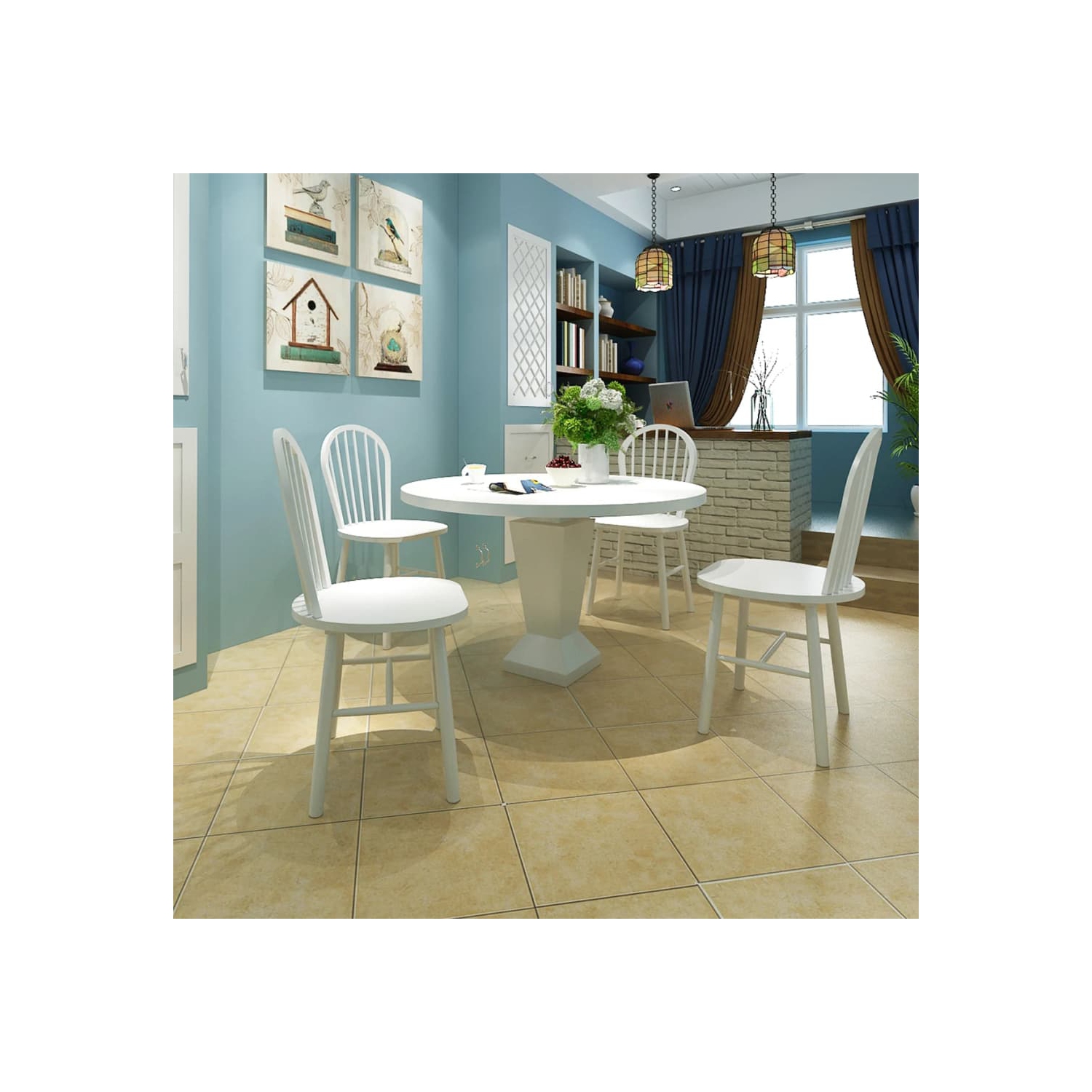 vidaXL Dining Chairs 4 pcs White Solid Rubber Wood