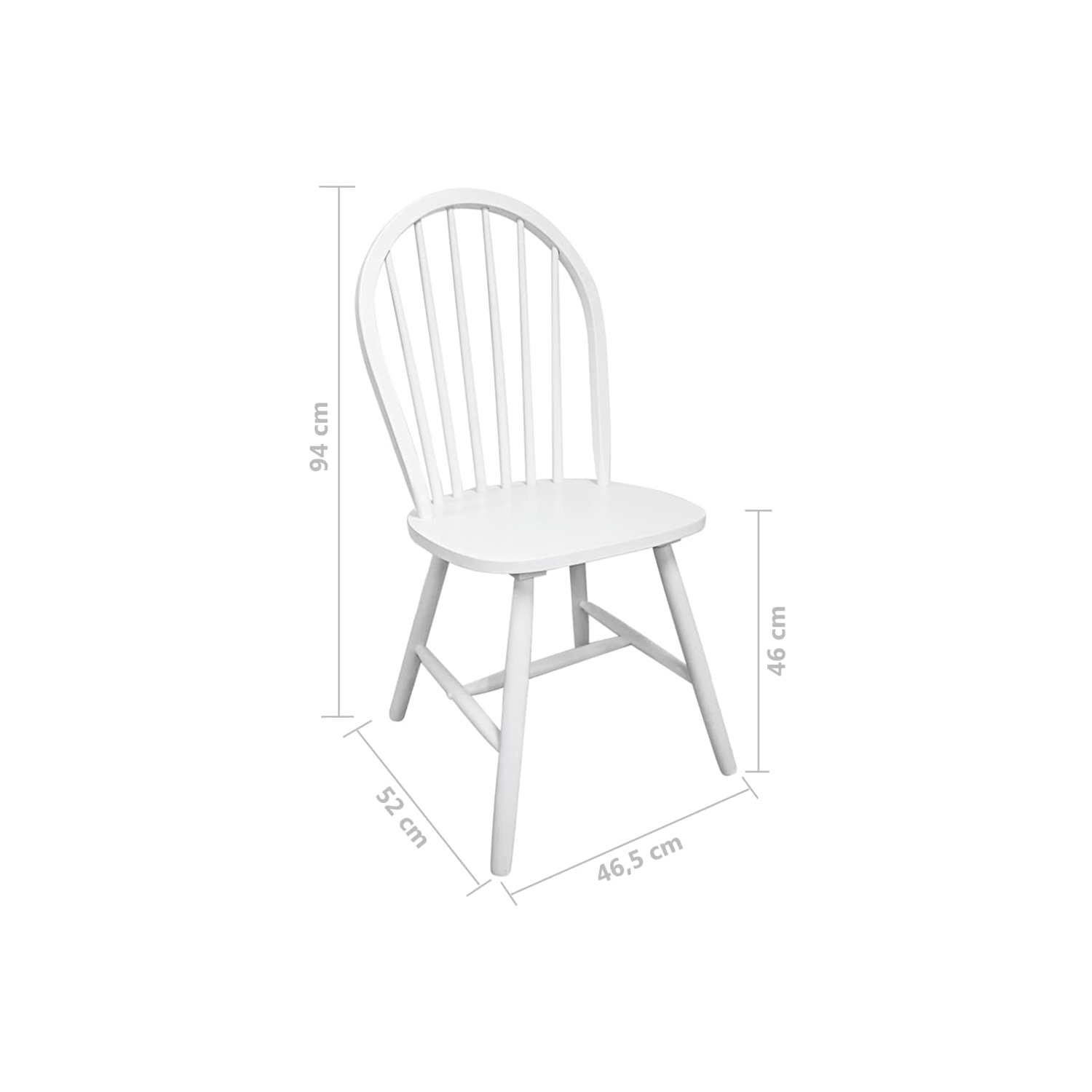 vidaXL Dining Chairs 4 pcs White Solid Rubber Wood