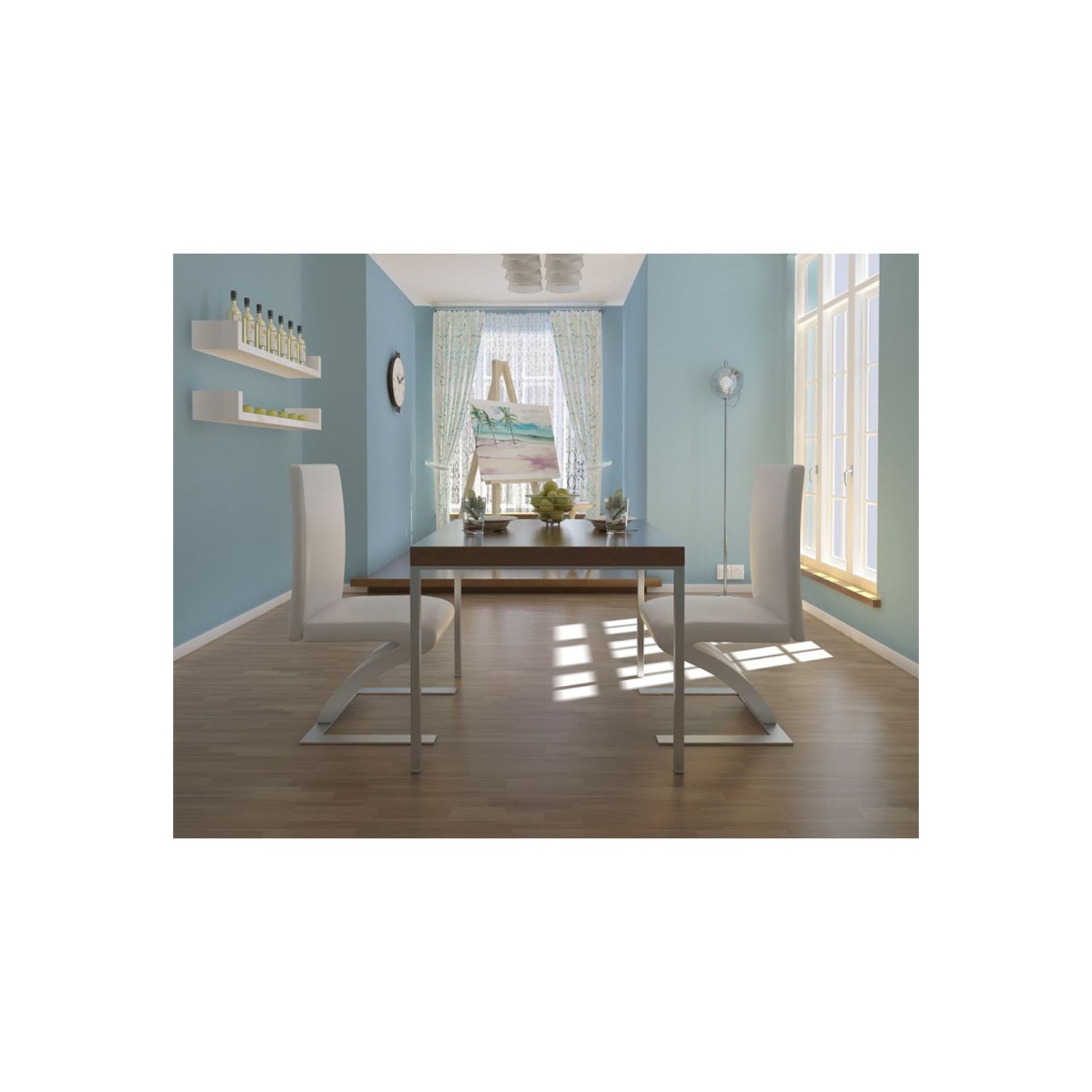 vidaXL Dining Chairs 2 pcs White Faux Leather