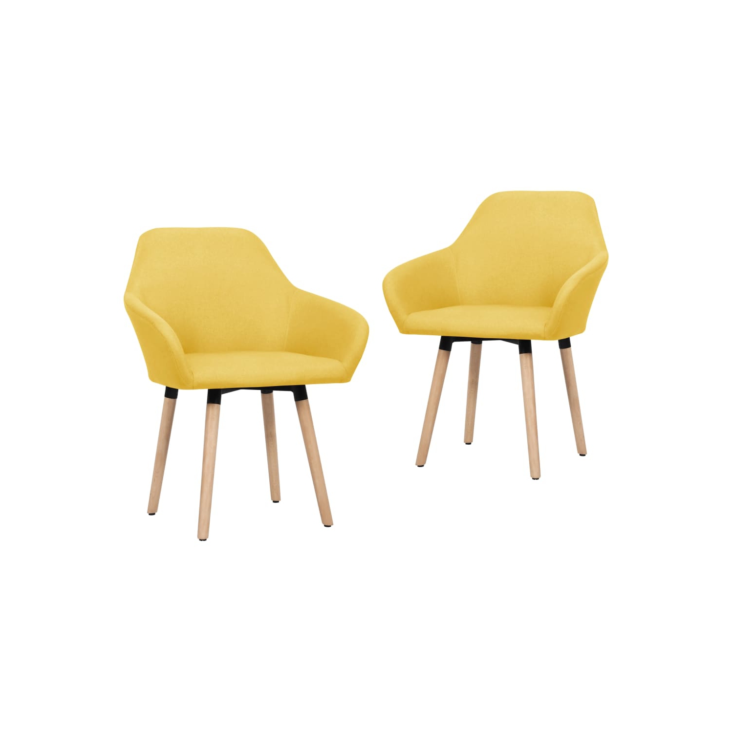 vidaXL Dining Chairs 2 pcs Yellow Fabric