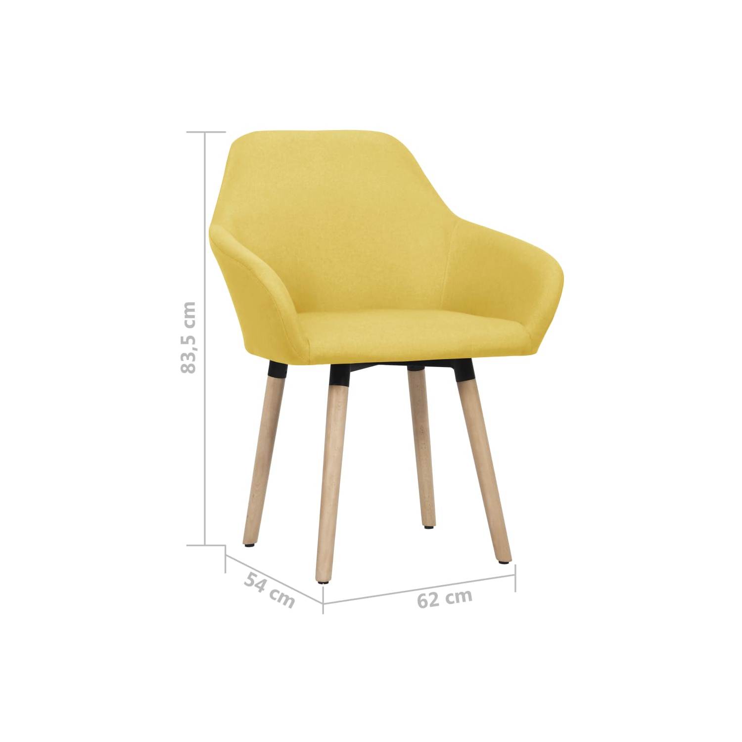 vidaXL Dining Chairs 2 pcs Yellow Fabric