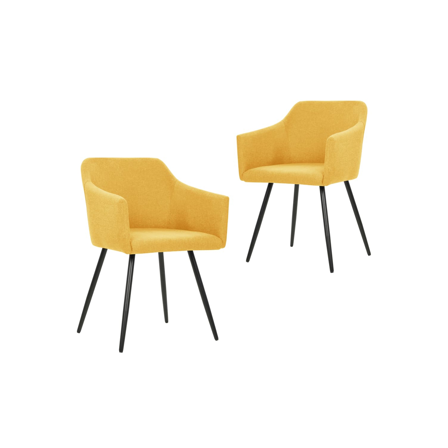 Chaises de salle à manger 2 pièces en tissu jaune