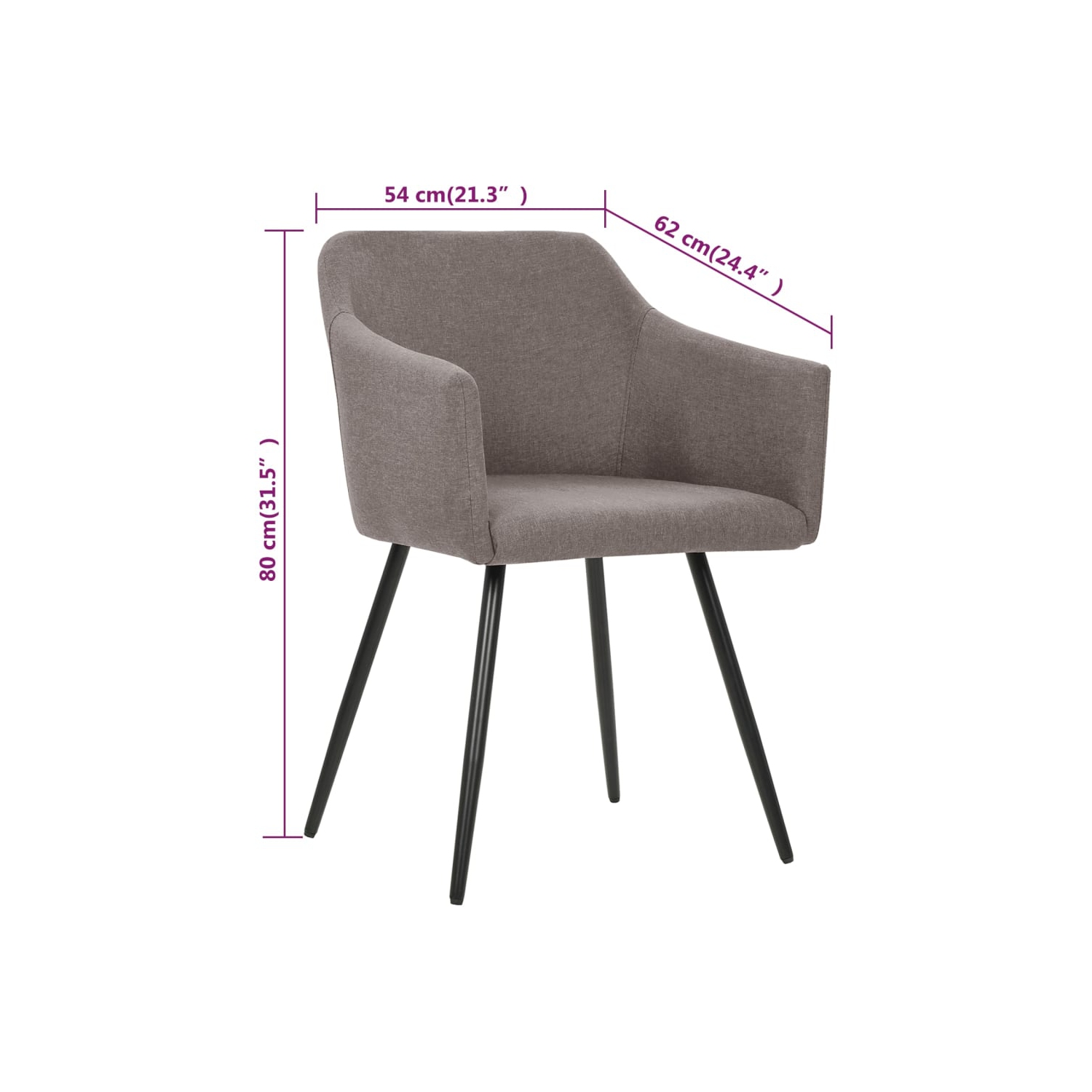 vidaXL Dining Chairs 4 pcs Taupe Fabric