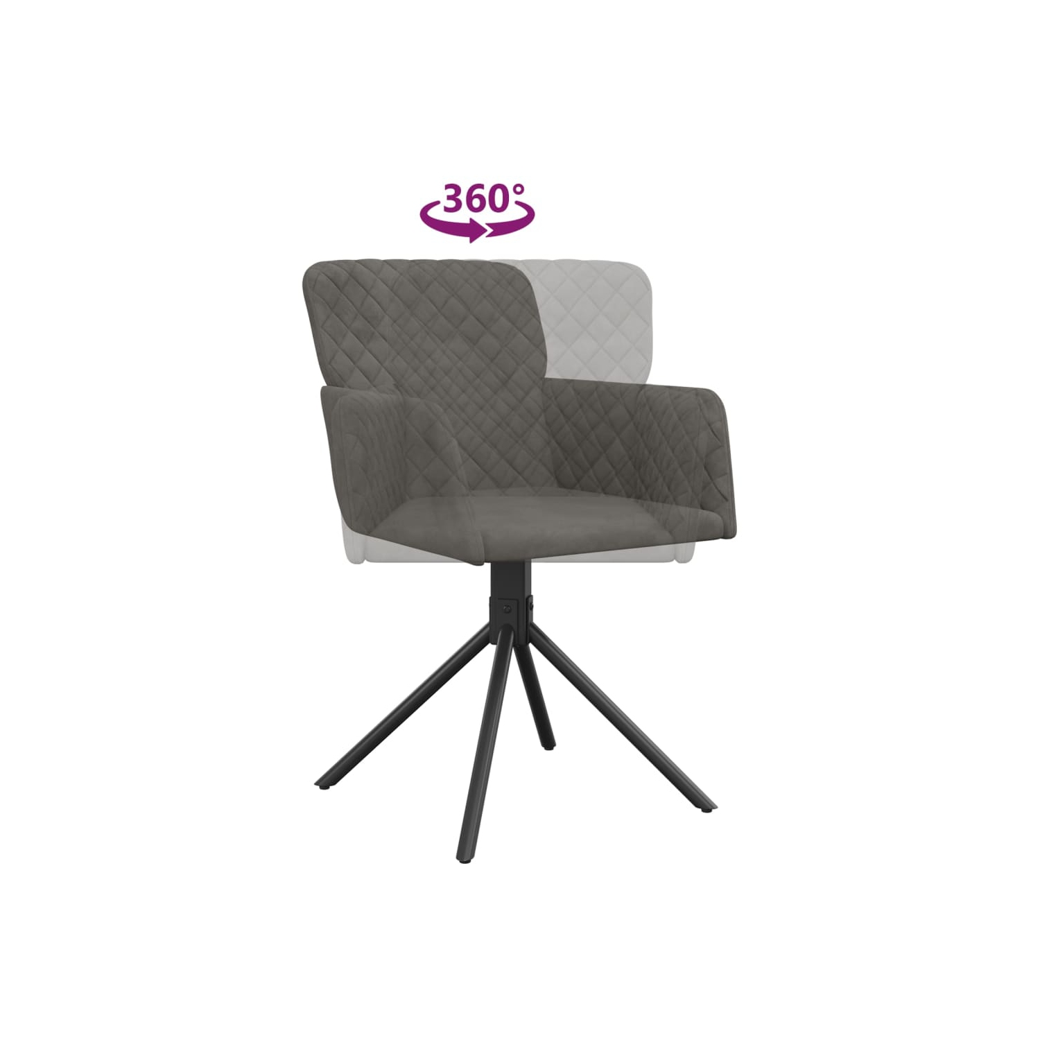 Chaises de salle à manger pivotantes vidaXL 2 pièces velours gris foncé