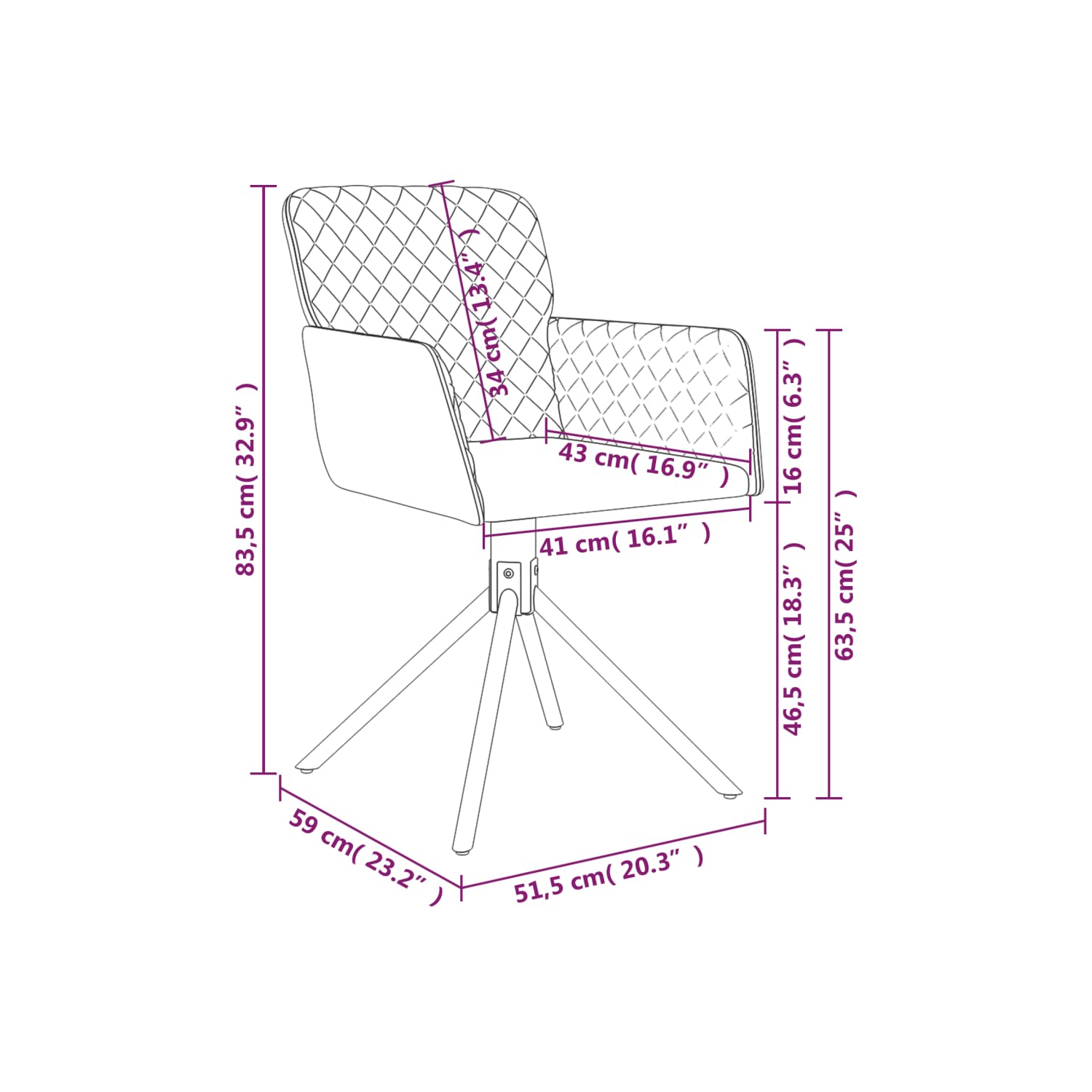 Chaises de salle à manger pivotantes vidaXL 2 pièces velours gris foncé
