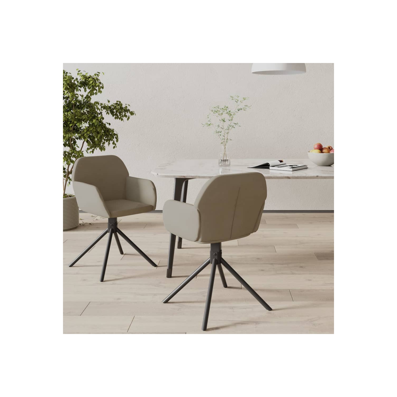 vidaXL Swivel Dining Chairs 2 pcs Light Grey Velvet