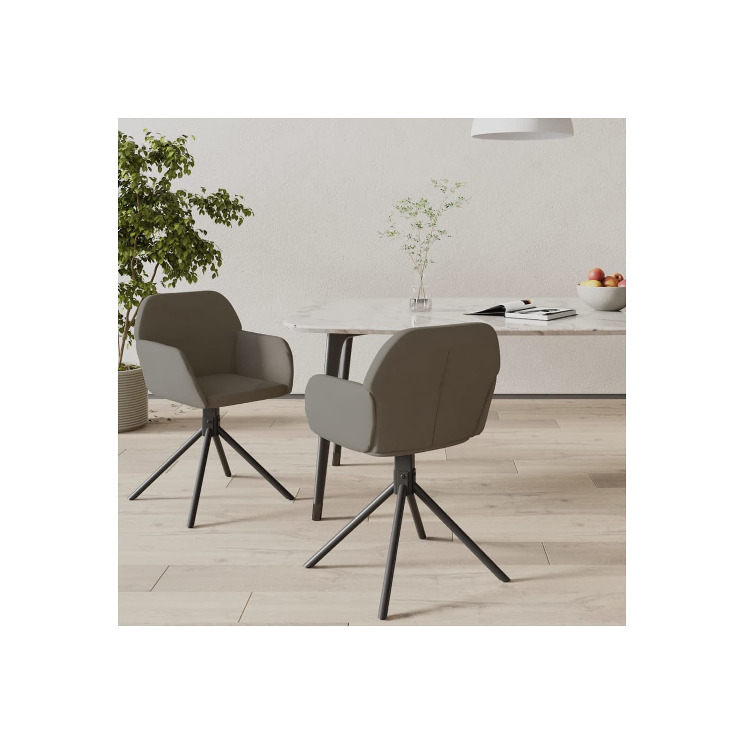 Chaises de salle à manger pivotantes vidaXL 2 pièces velours gris foncé