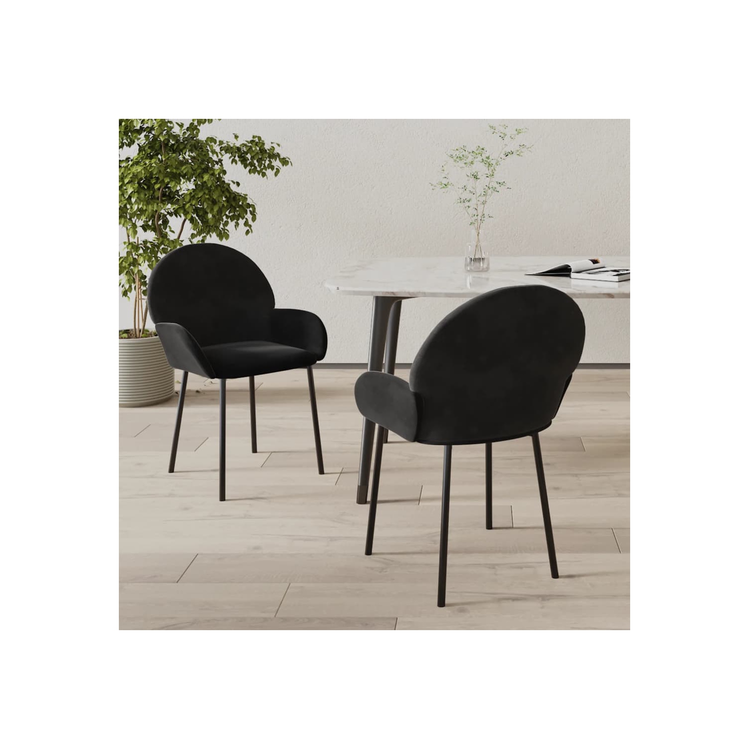vidaXL Dining Chairs 2 pcs Black Velvet