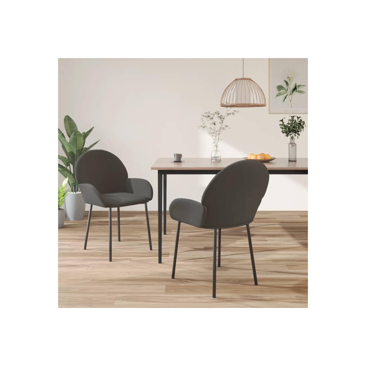 vidaXL Dining Chairs 2 pcs Dark Grey Velvet
