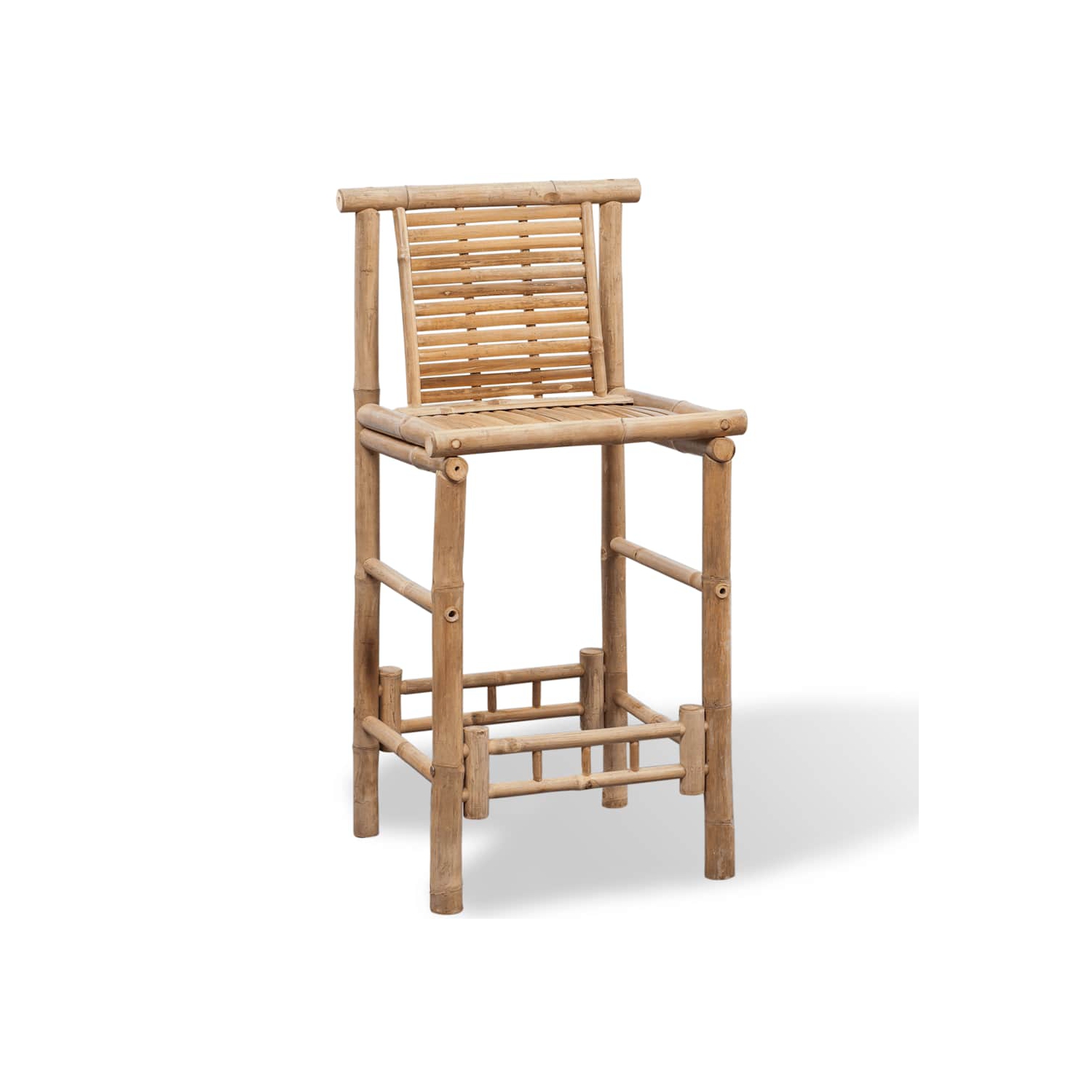 vidaXL Bamboo Bar Stools with Backs Set of 2, Weather-Resistant, 17.7" x 20.9" x 40.2" Brown