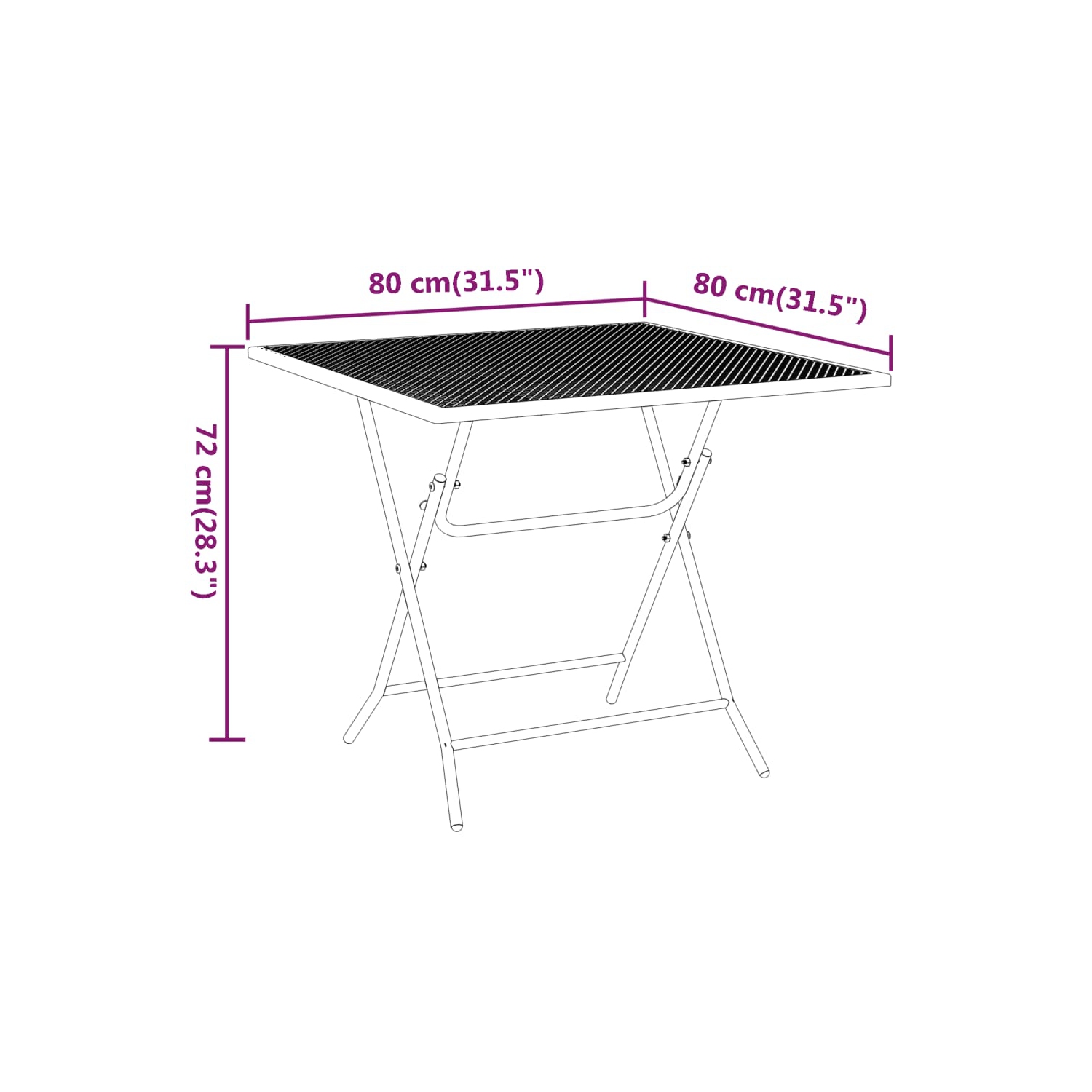 vidaXL Garden Table 80x80x72 cm Expanded Metal Mesh Anthracite
