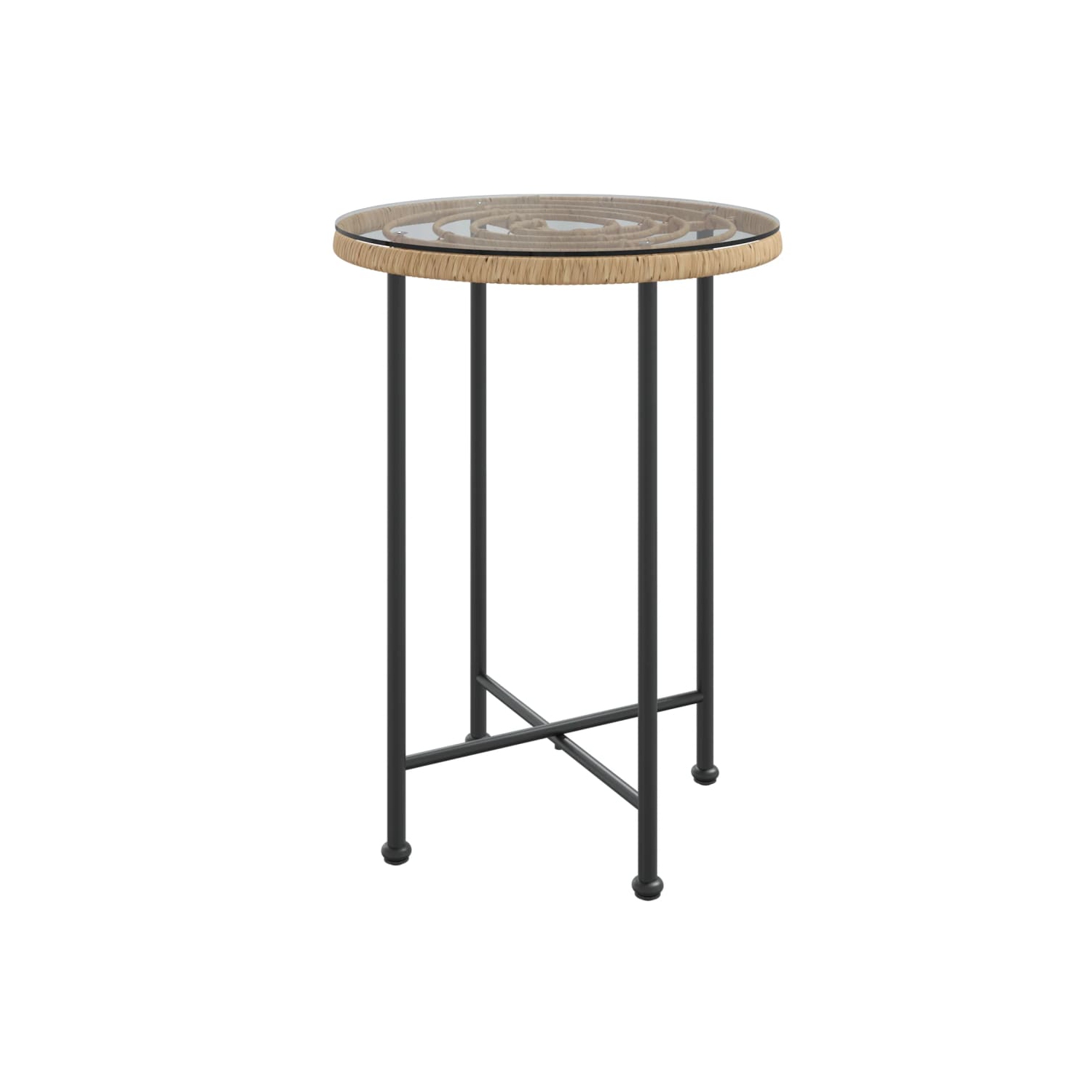 vidaXL Dining Table Ø55 cm&nbsp;Tempered Glass and Steel