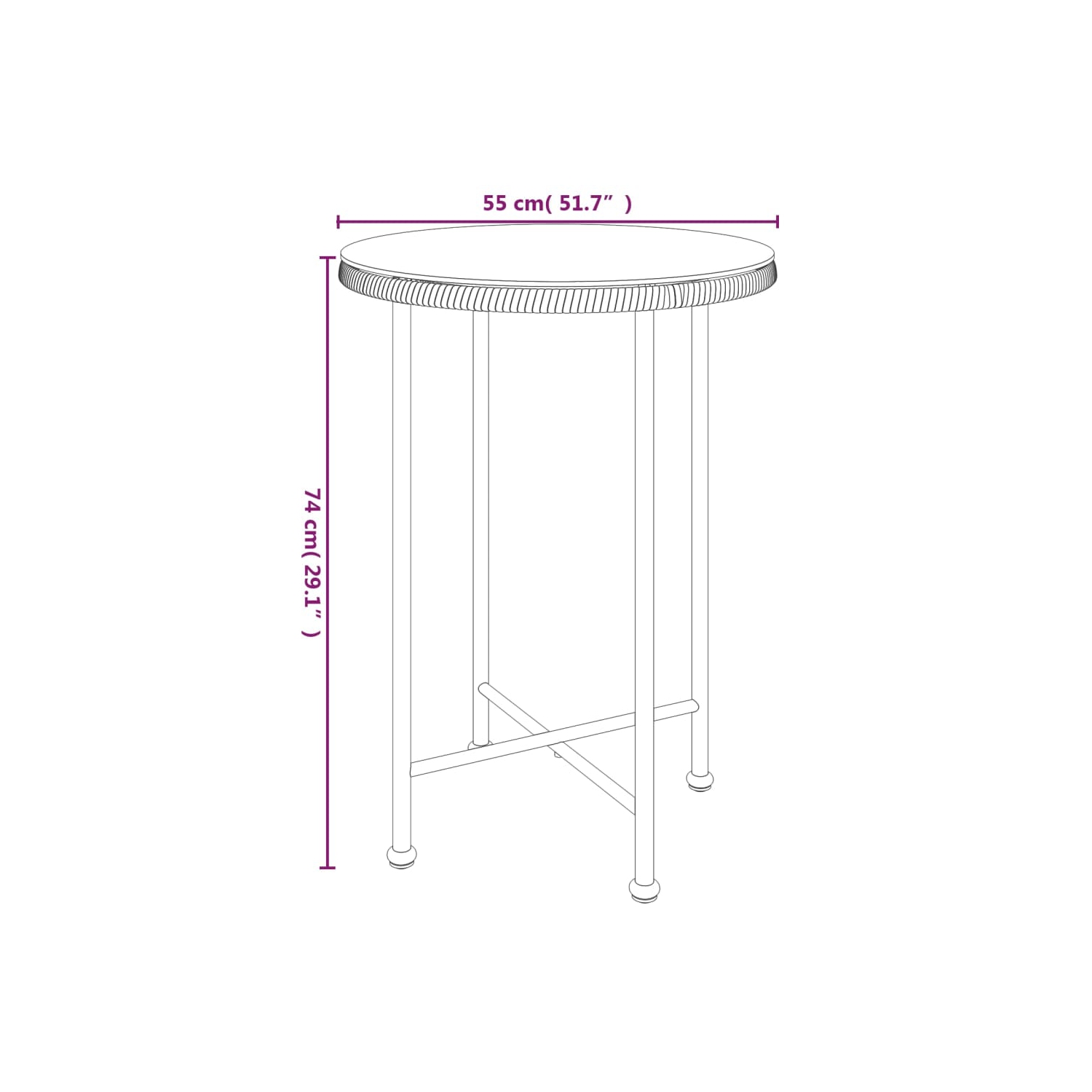 vidaXL Dining Table Ø55 cm&nbsp;Tempered Glass and Steel