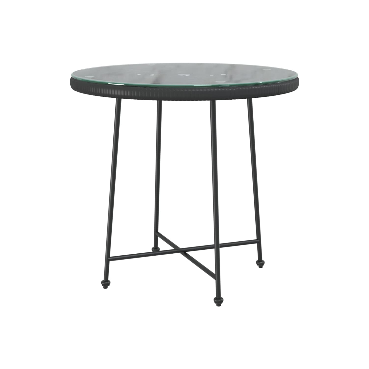 Table à dîner vidaXL noire Ø80&nbsp;cm&nbsp;en verre trempé et acier