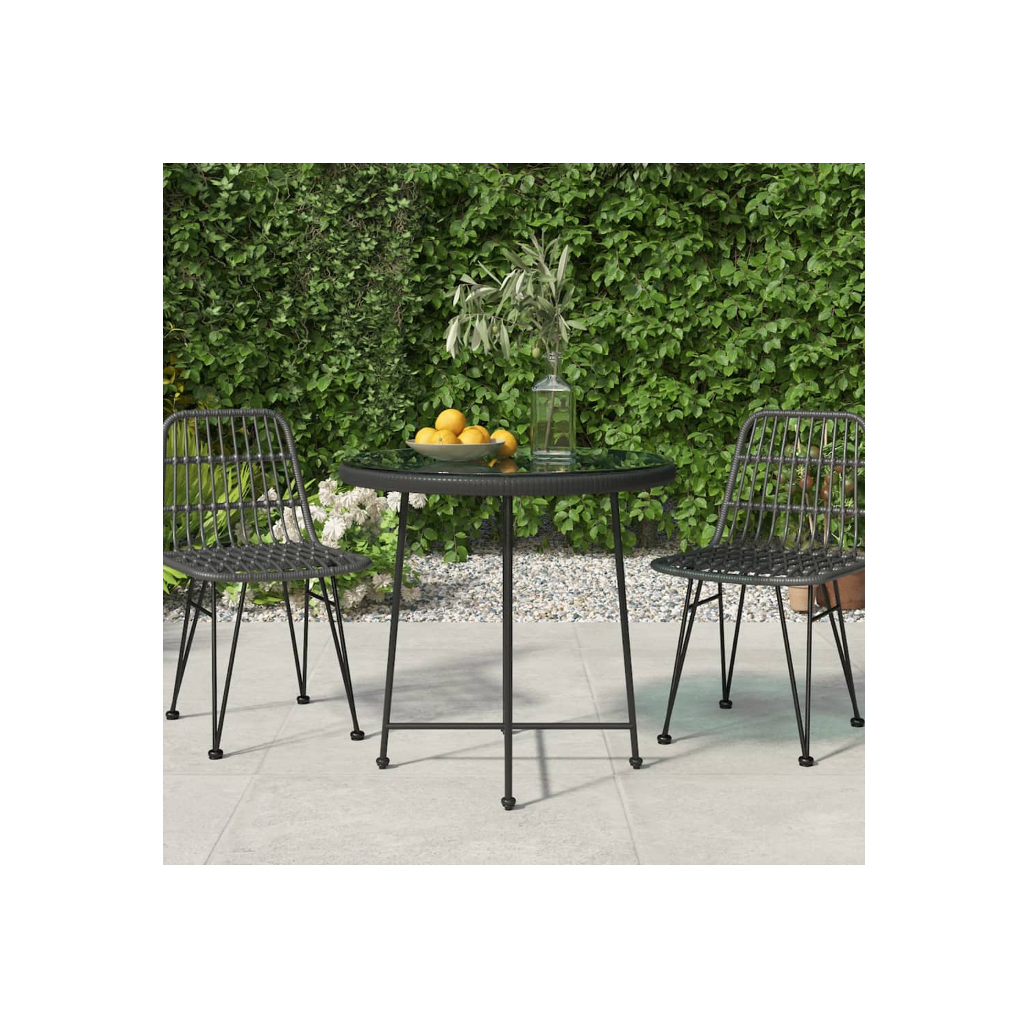 Table à dîner vidaXL noire Ø80&nbsp;cm&nbsp;en verre trempé et acier