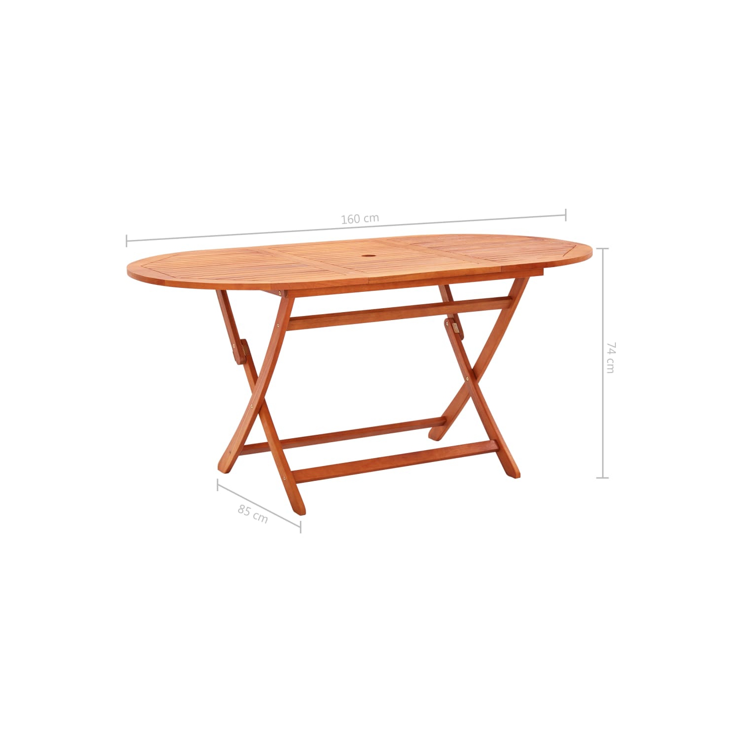 vidaXL Folding Garden Table 160x85x74 cm Solid Eucalyptus Wood