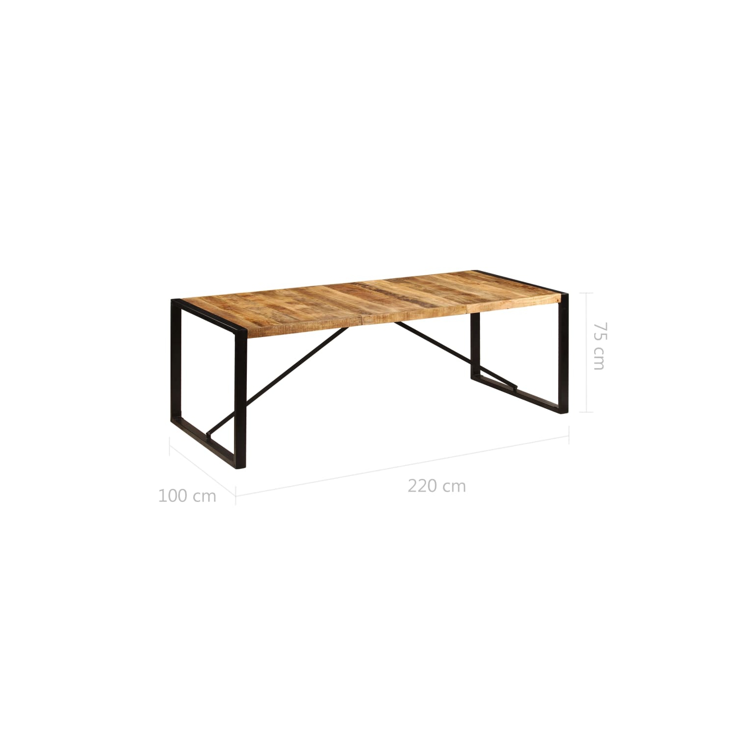 vidaXL Dining Table 220x100x75 cm Solid Mango Wood