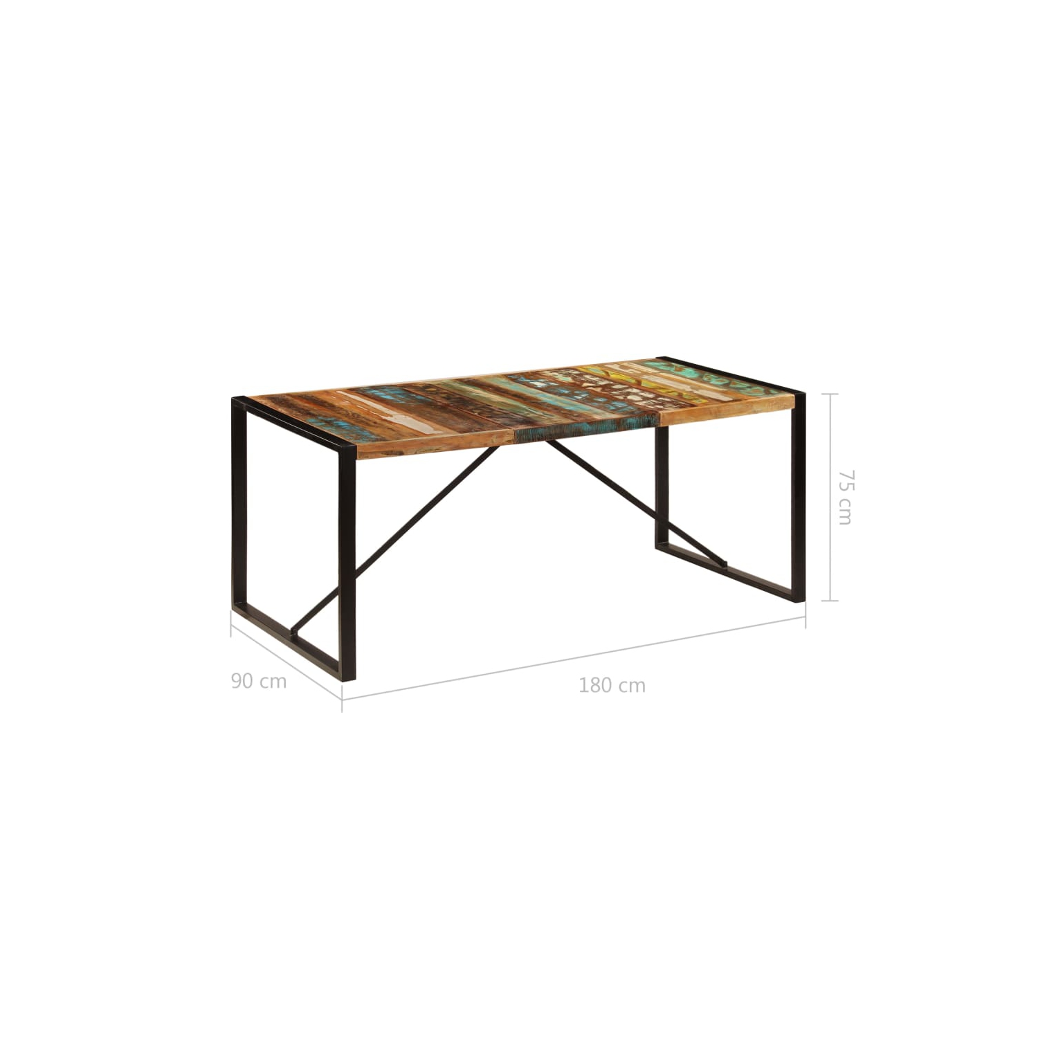 vidaXL Dining Table 70.9"x35.4"x29.5" Solid Reclaimed Wood