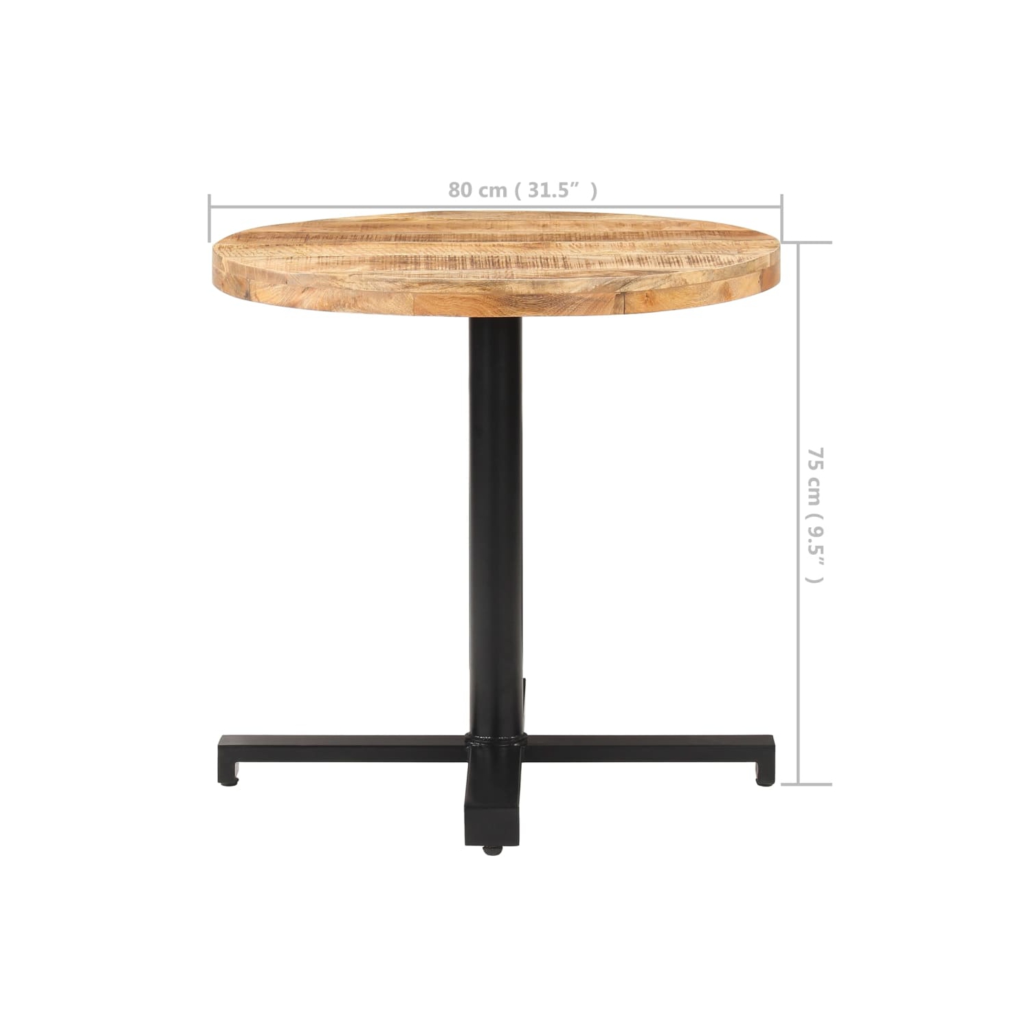 Table de bistro ronde vidaXL Ø80x75&nbsp;cm Bois de manguier brut