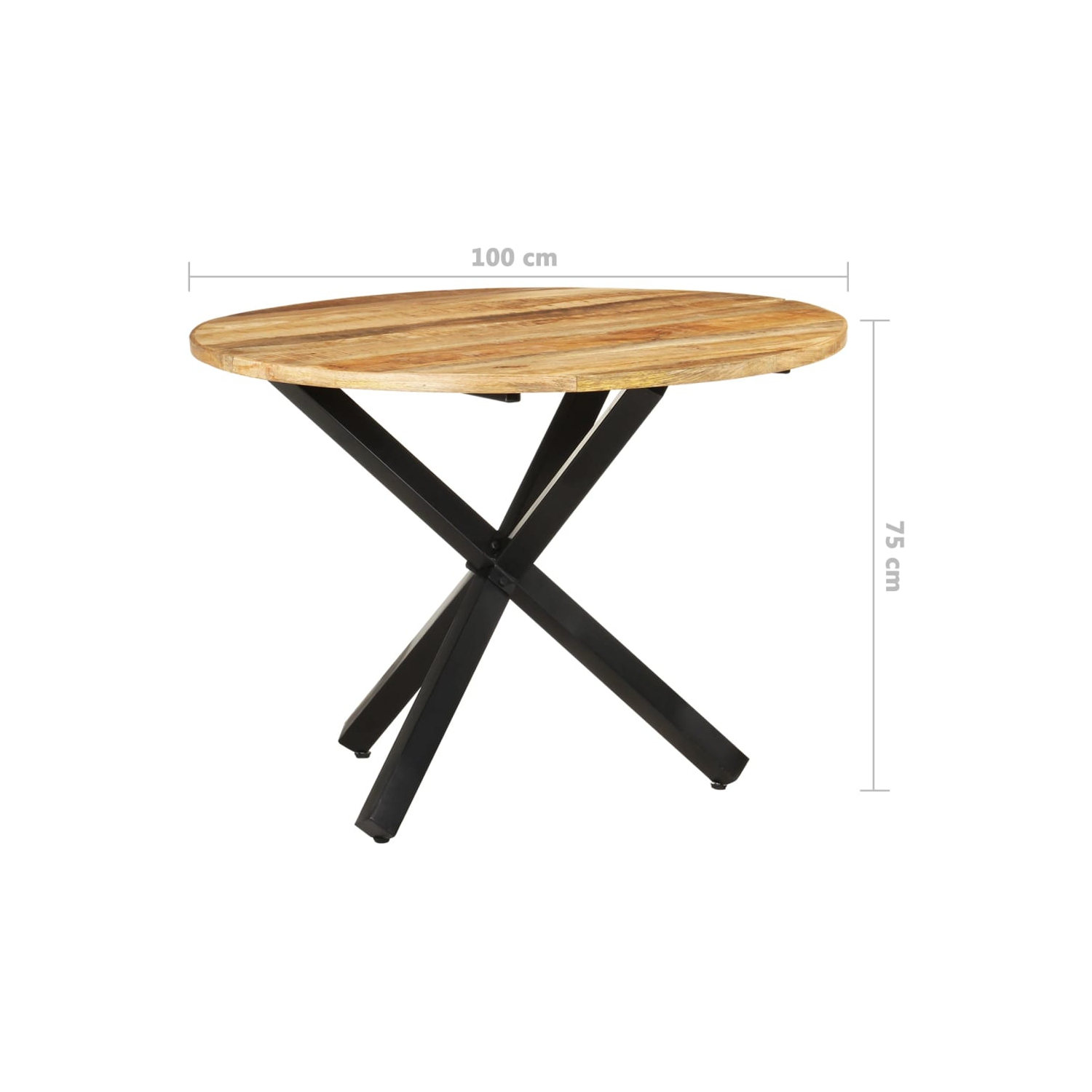 vidaXL Dining Table Round 100x100x75 cm Rough Mango Wood