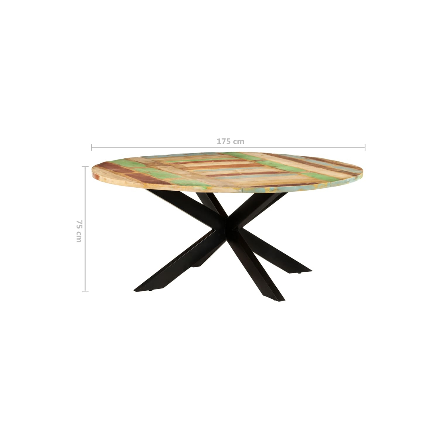 vidaXL Dining Table Round 175x75 cm Solid Reclaimed Wood