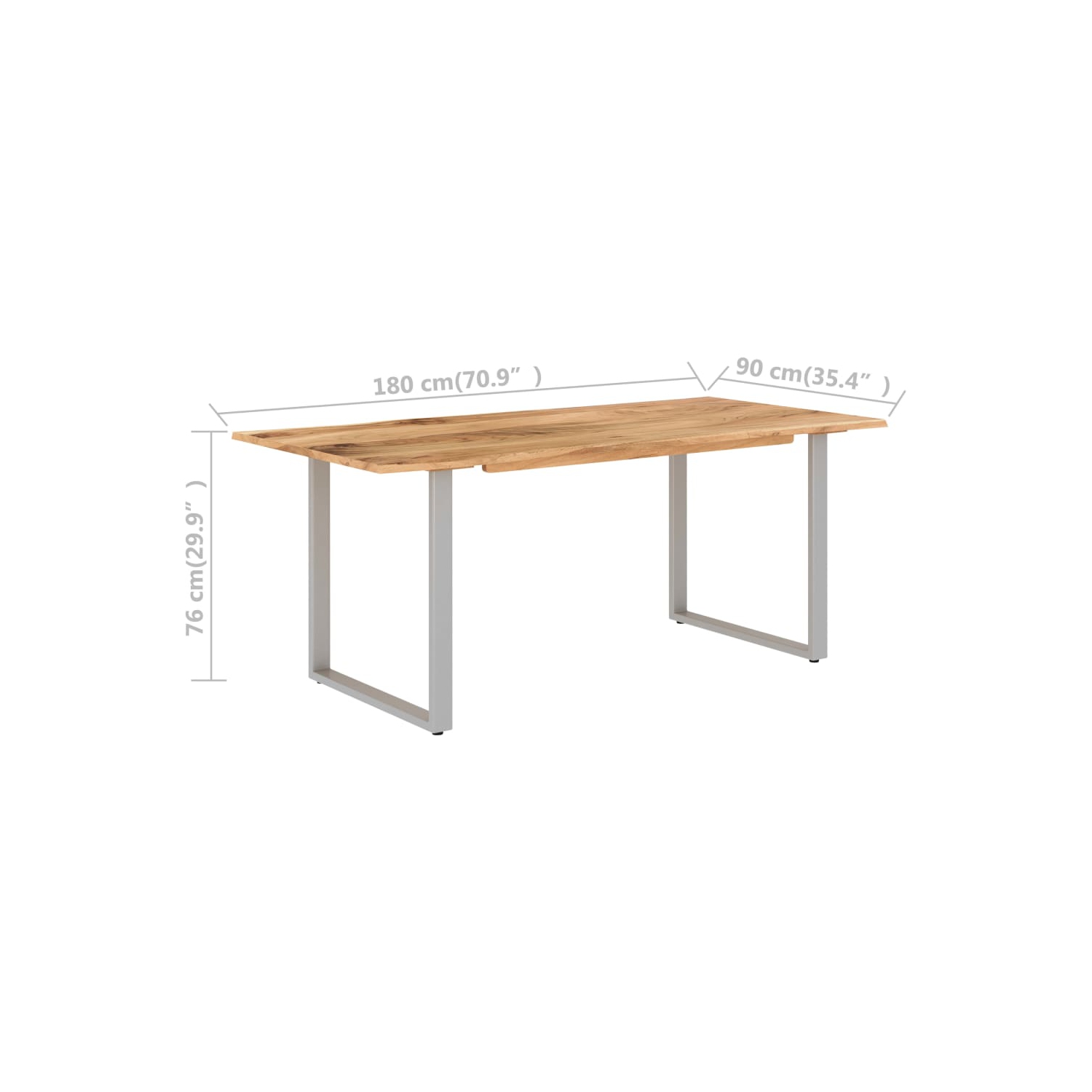 vidaXL Dining Table 70.9"x35.4"x29.9" Solid Acacia Wood