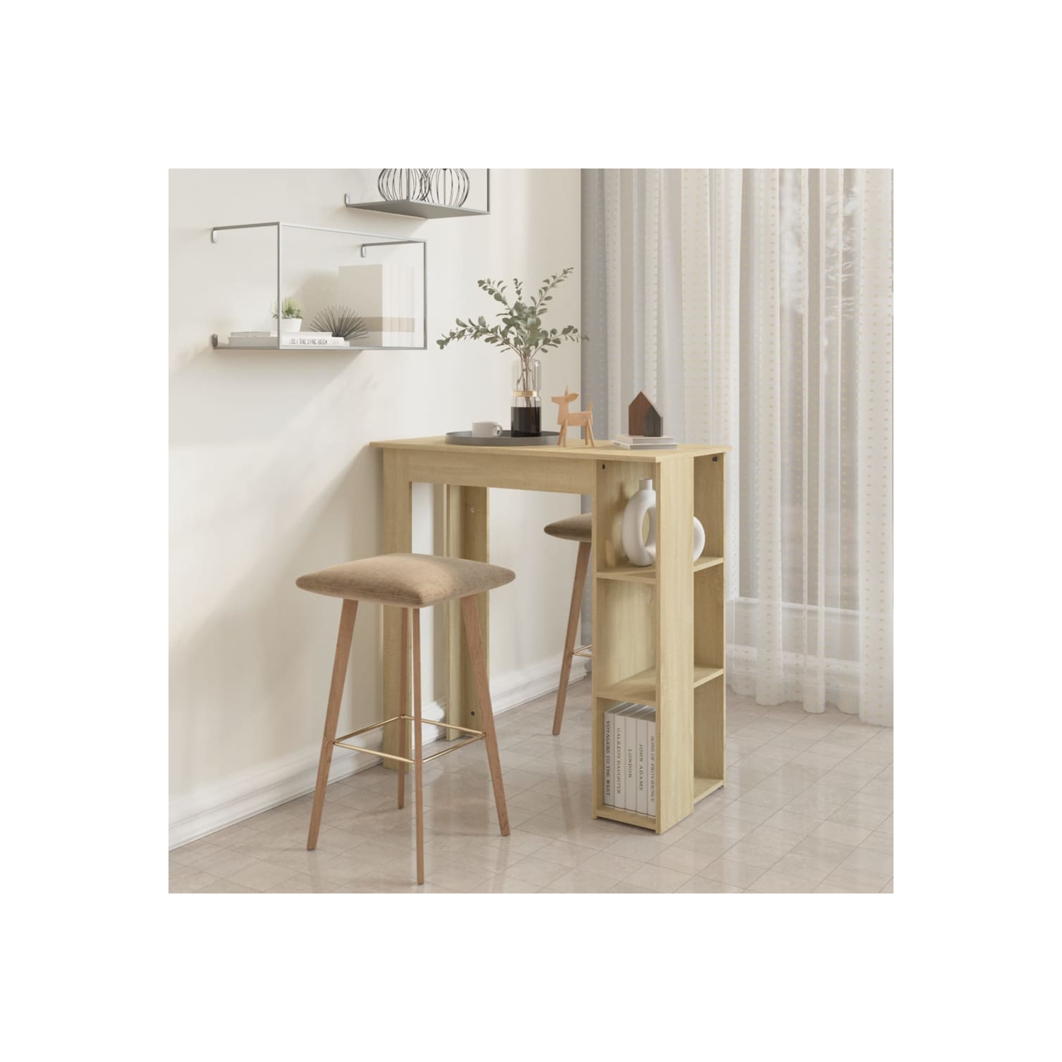 vidaXL Bar Table with Shelf Sonoma Oak 102x50x103.5 cm Engineered Wood