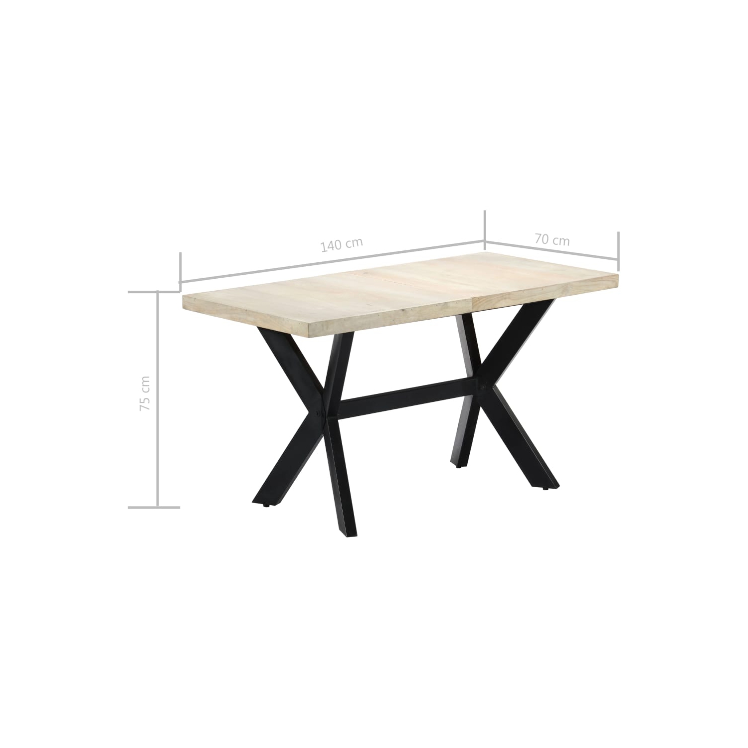 vidaXL Dining Table 55.1"x27.6"x29.5" Solid Bleached Mango Wood